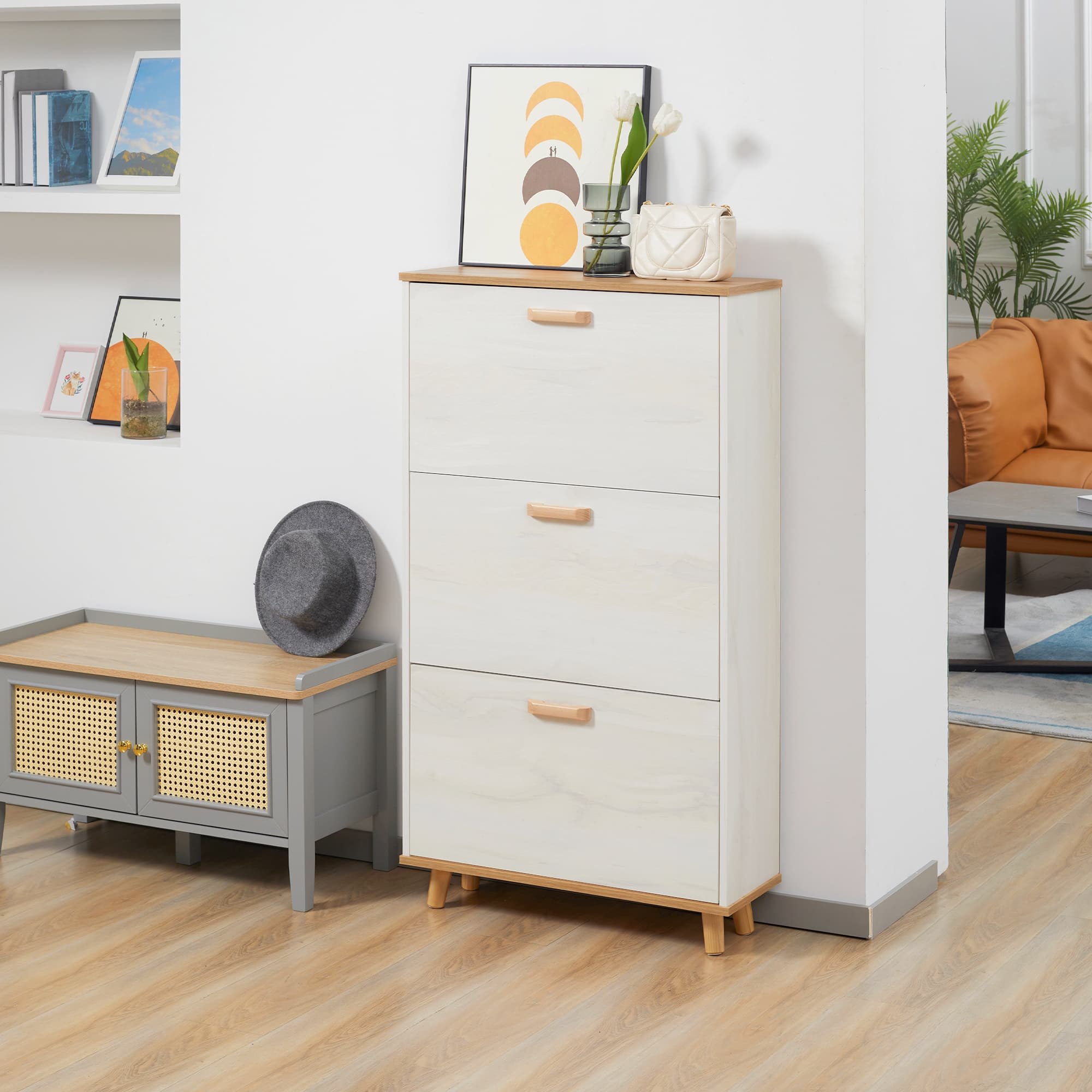 Effortless Entryway Storage: Slim 3-Drawer Shoe Cabinet - image 1