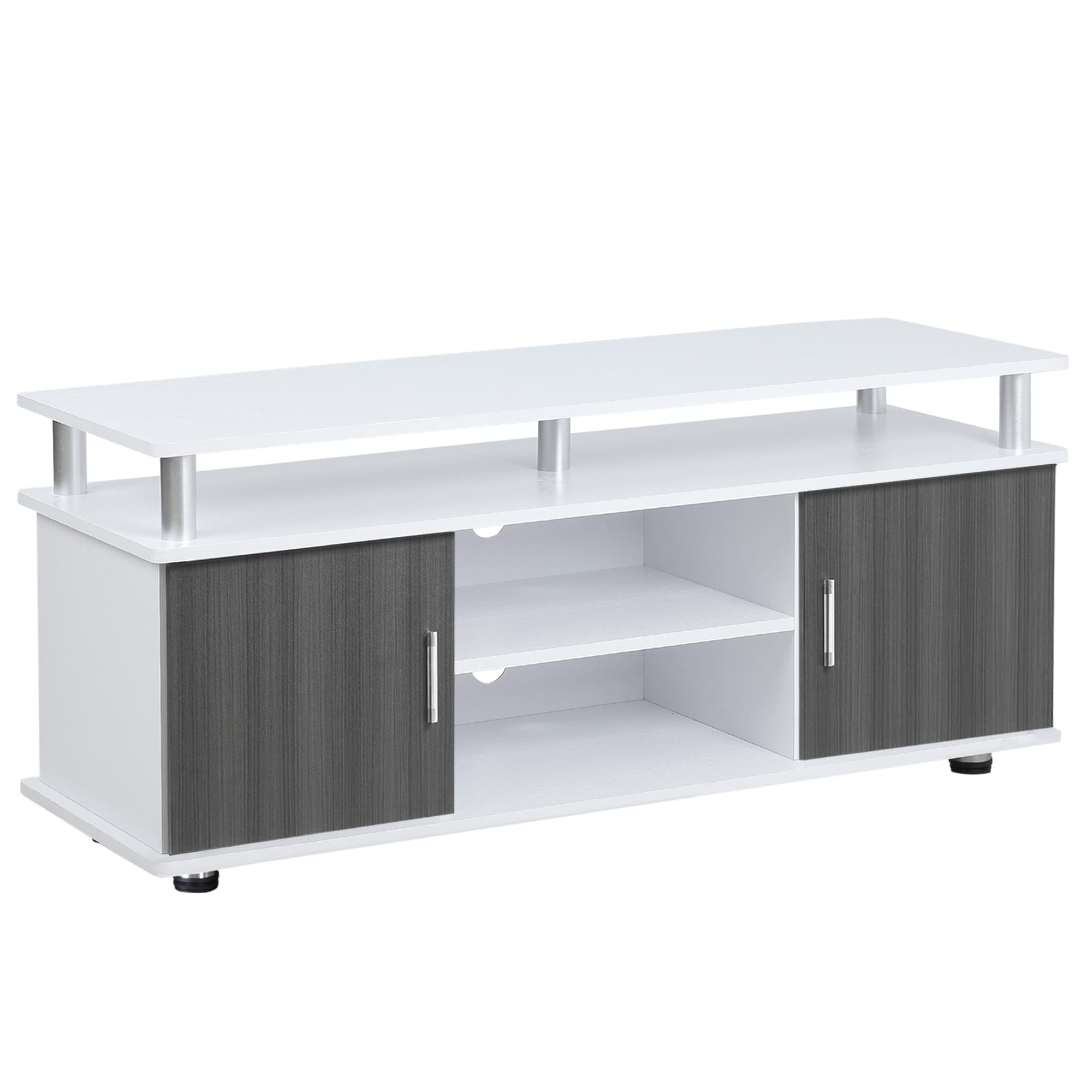 Transform Your Living Room with this Grey & White TV Unit - White