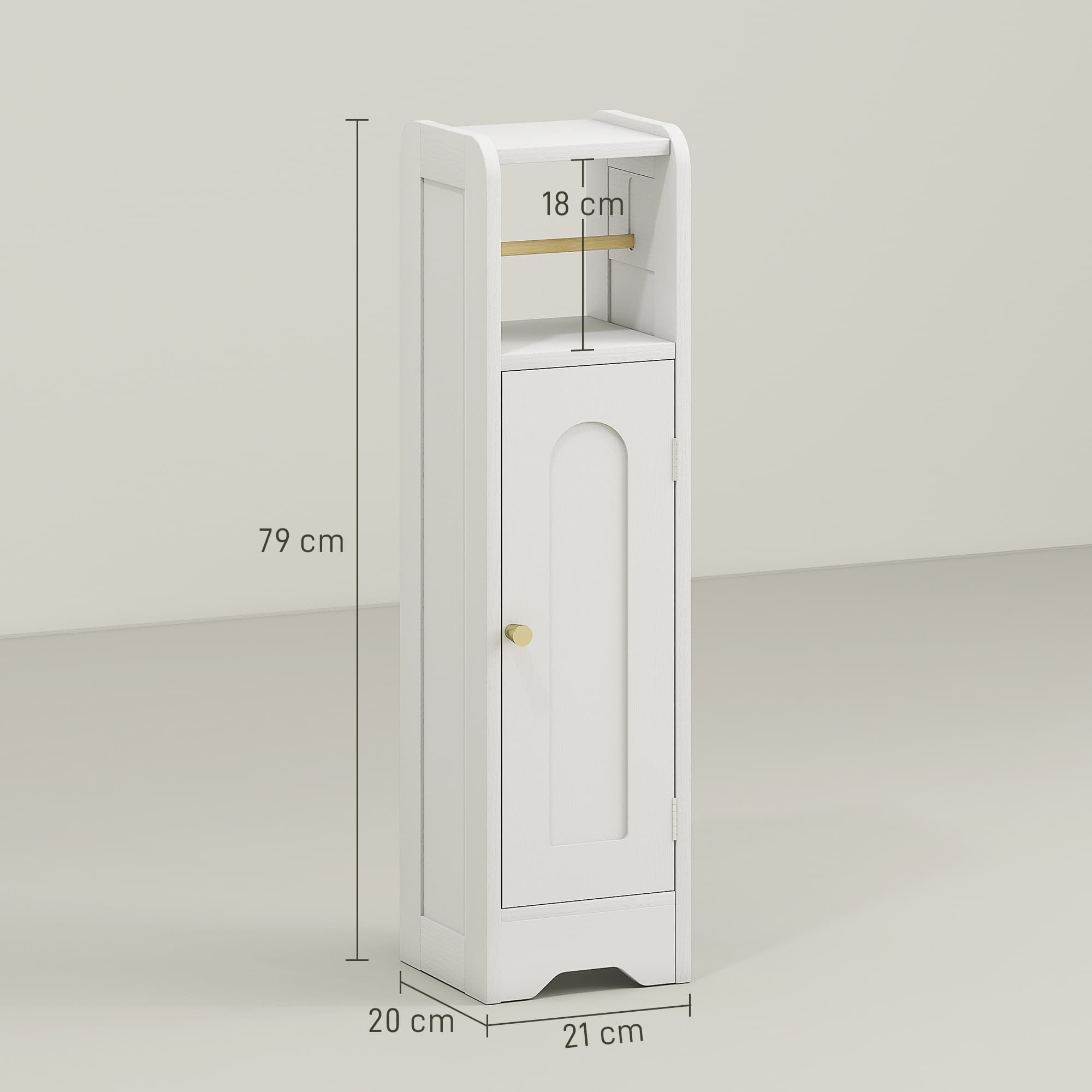 Slim White Bathroom Cabinet with Roll Holder - image 5