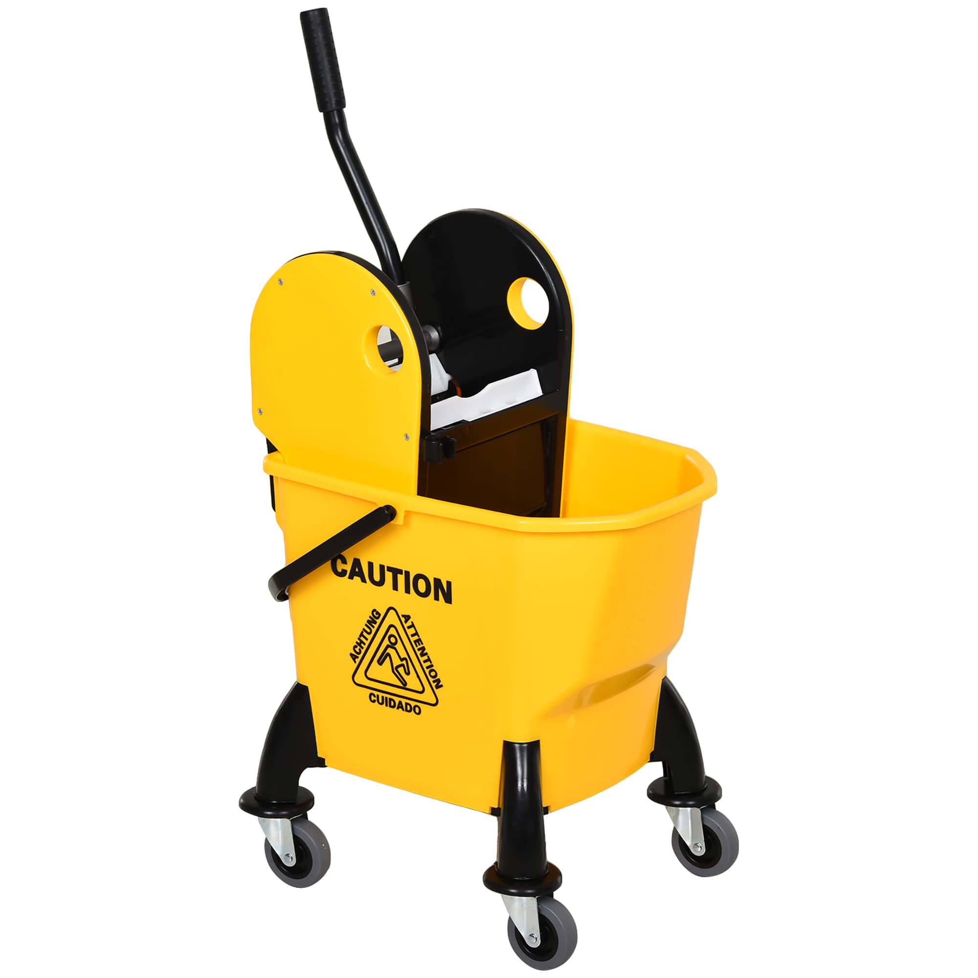 Effortless Cleaning with the 26L Yellow Mop Bucket & Wringer - Yellow