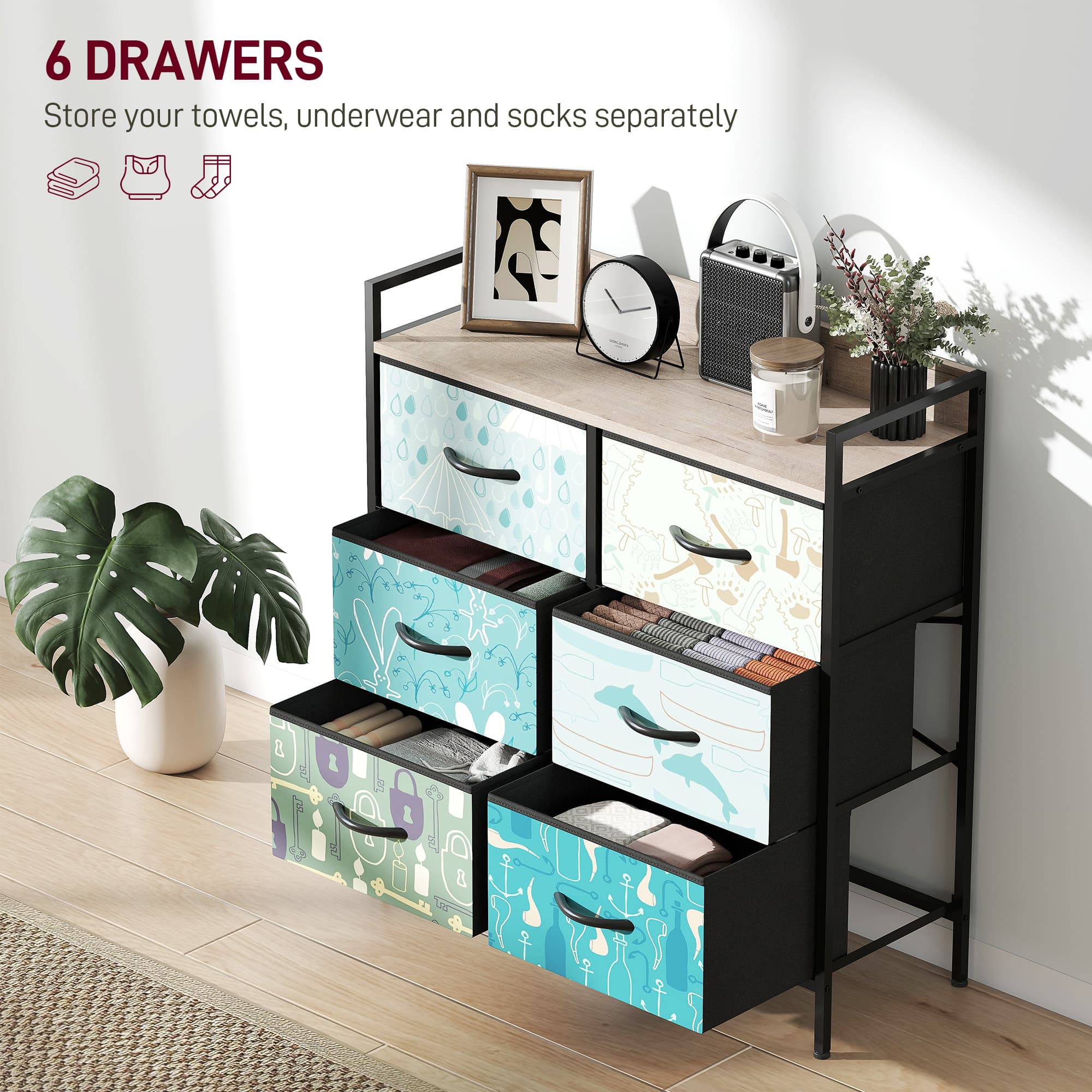 6-Drawer Storage Chest with Illustrated Fabric Drawers - image 7