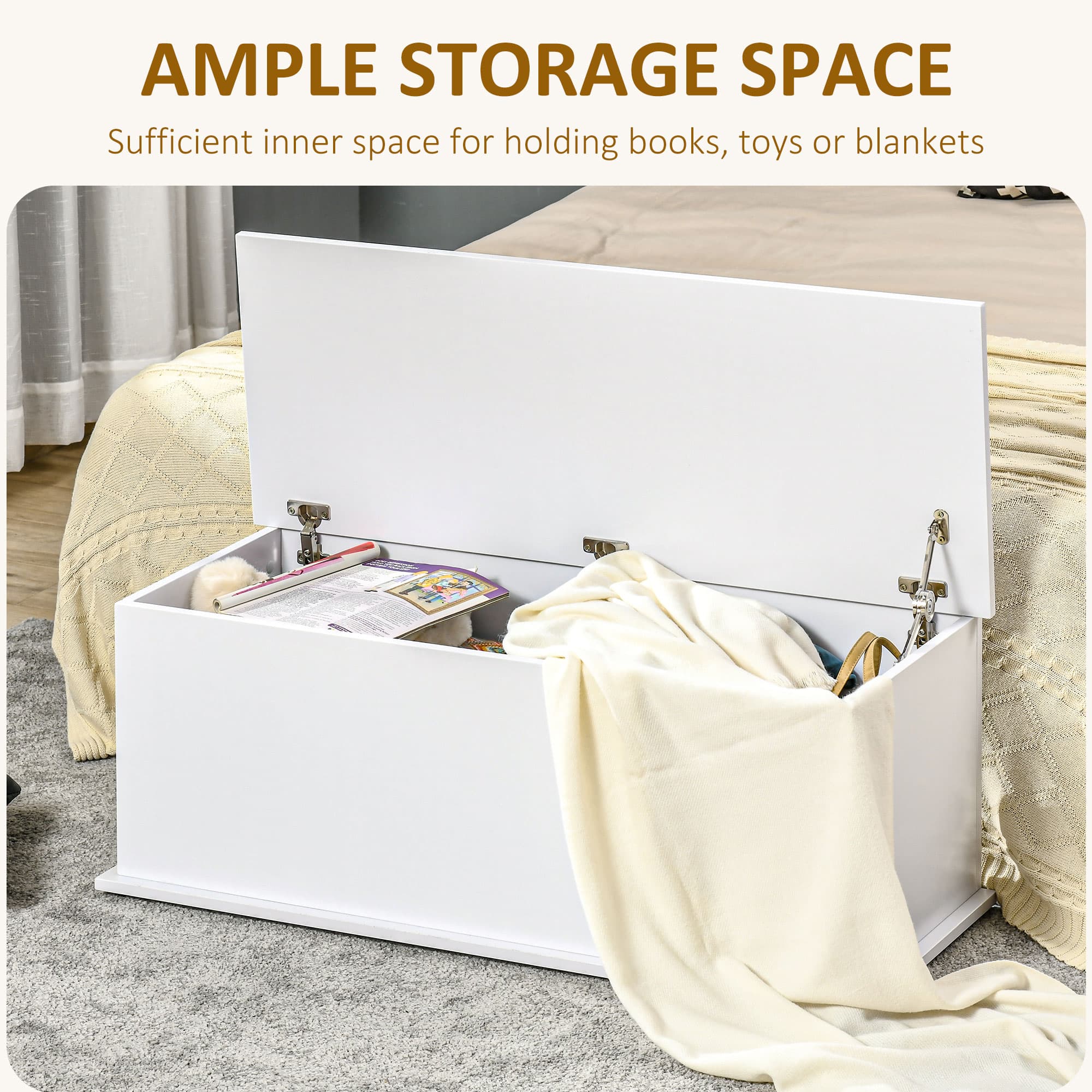 Effortless Organisation: 113L White Wooden Storage Chest - image 4