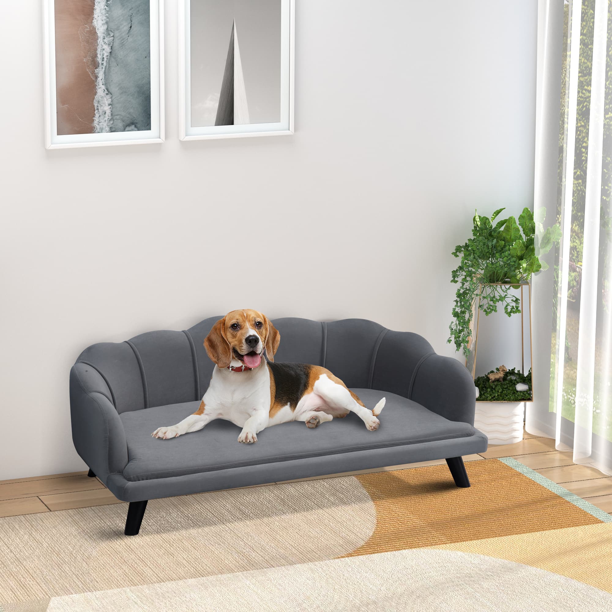Transform Their Rest with the PawHut Grey Dog Sofa Bed - image 4