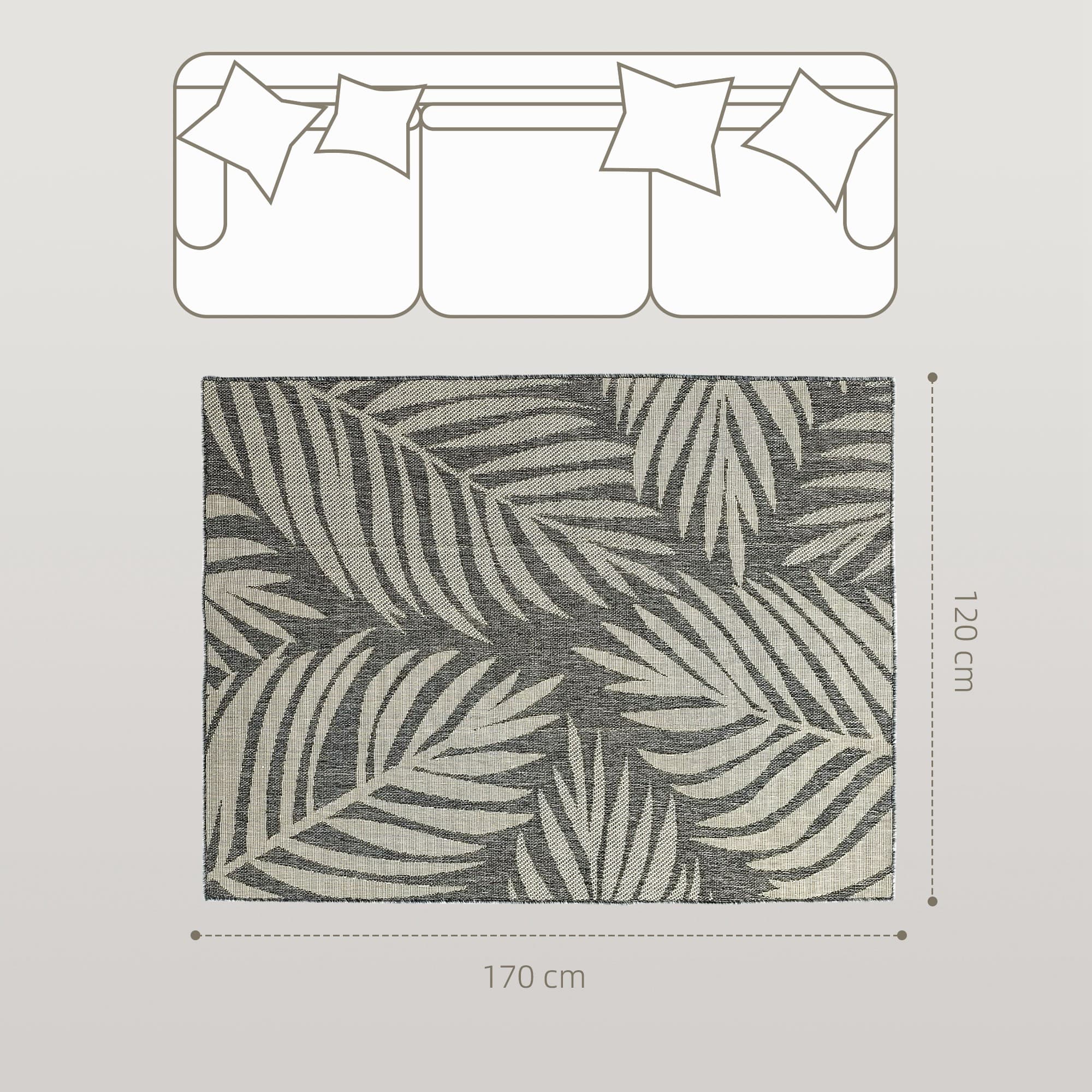 Grey Leaf Washable Rug for Indoor and Outdoor Rooms - image 3