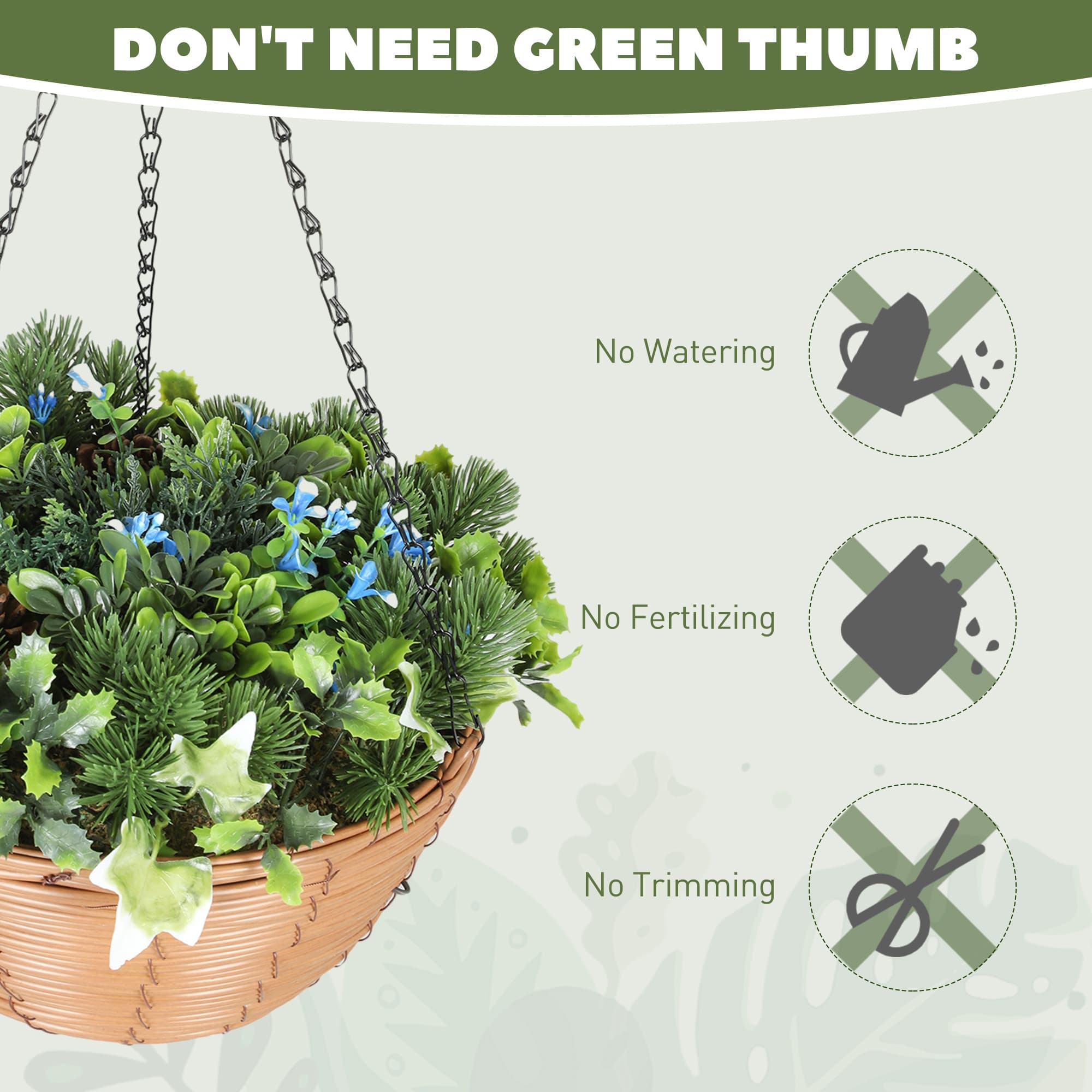 Pack of 2 Artificial Hanging Plant Baskets - image 3