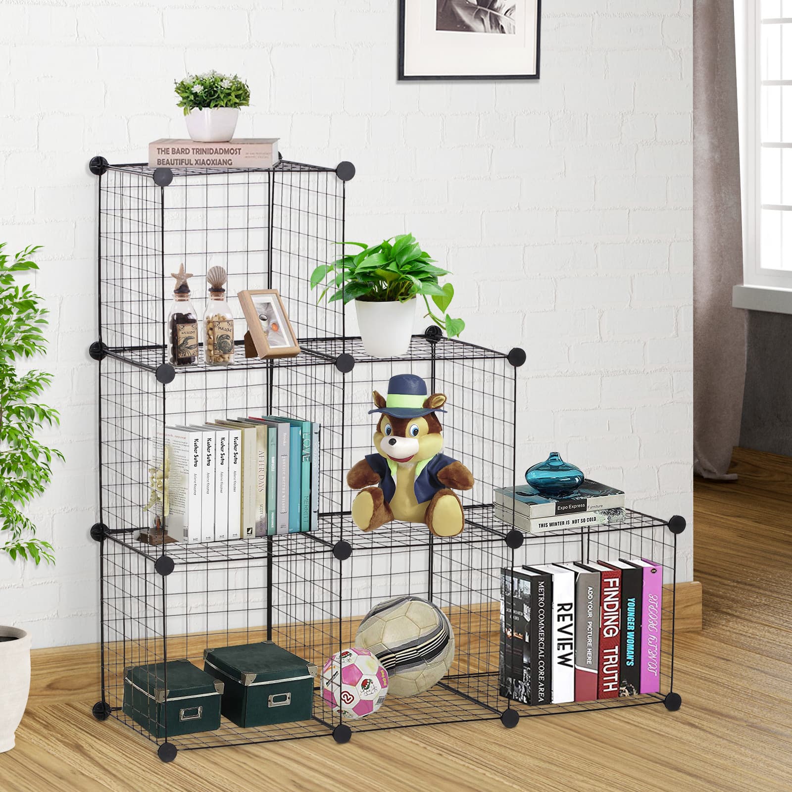 Black 6 Cube Wire Storage Organiser for Flexible Rooms - image 1