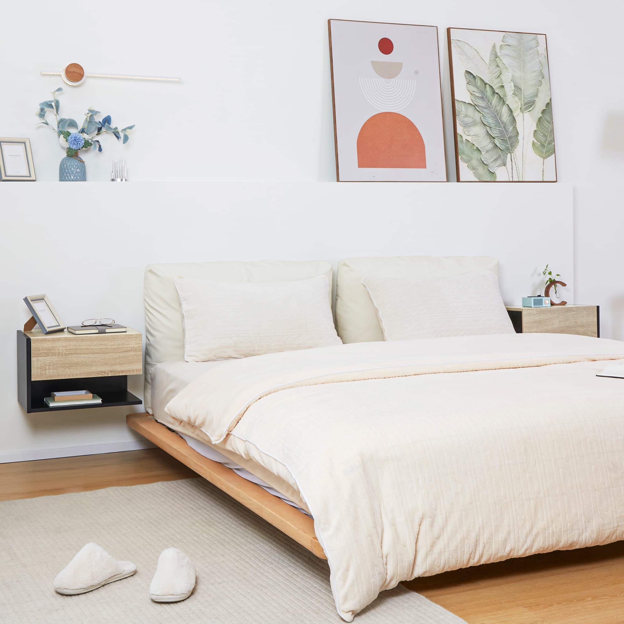 Wall Mounted Bedside Tables with Drawer and Shelf - image 9