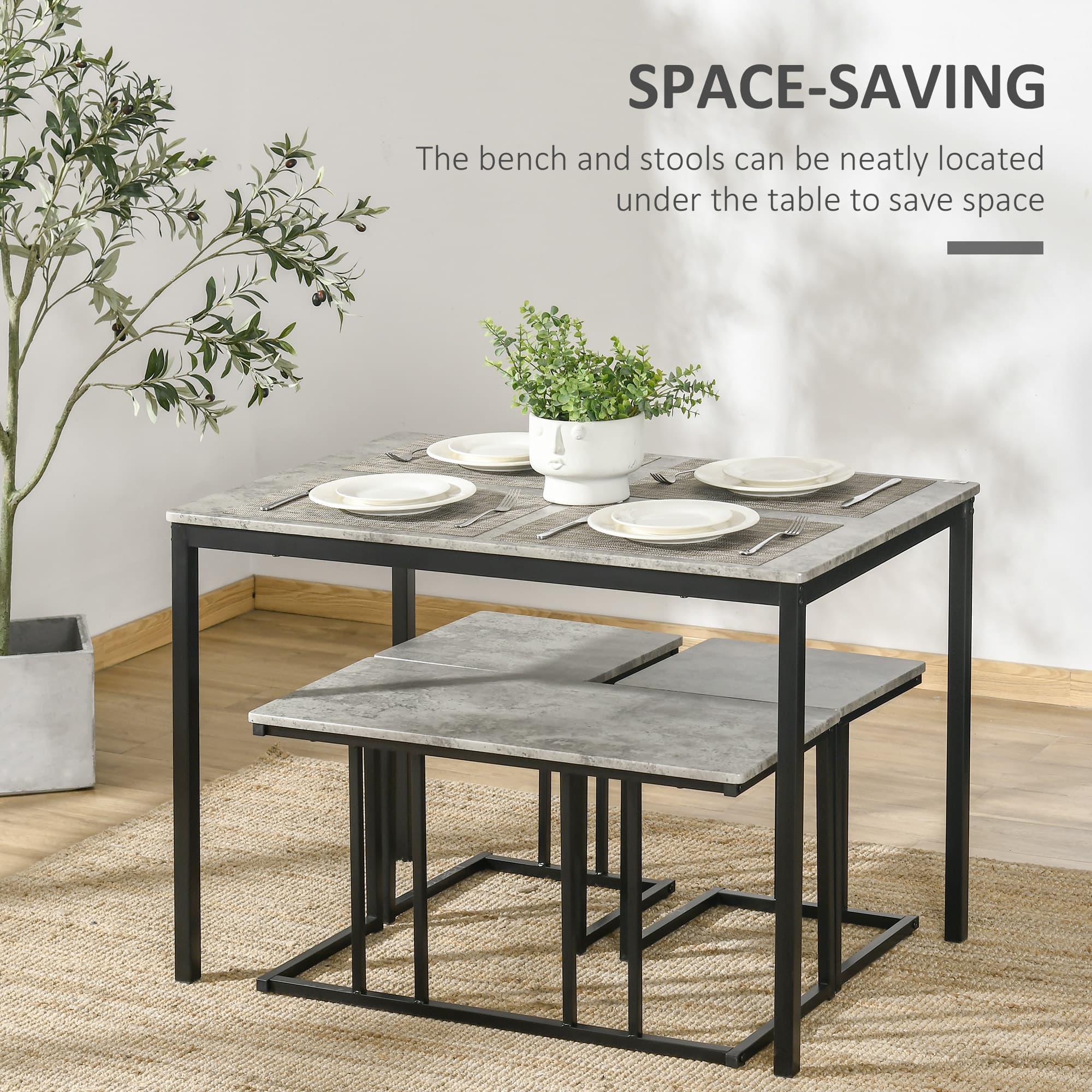 Transform Your Space with this Grey Concrete Effect Dining Set - image 4