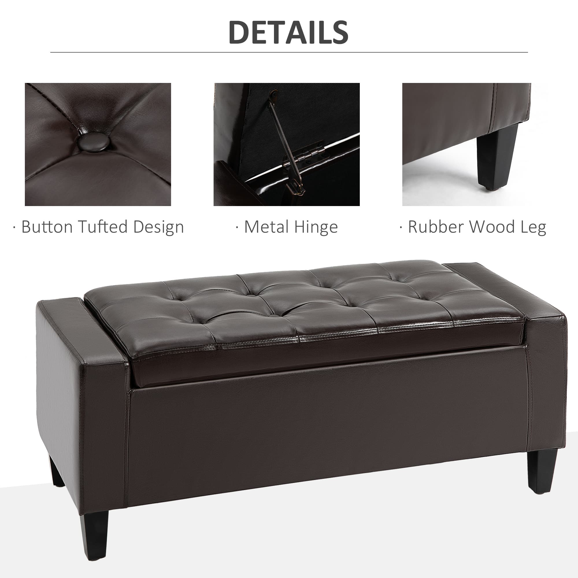 Declutter in Style with this Brown Faux Leather Storage Bench - image 5