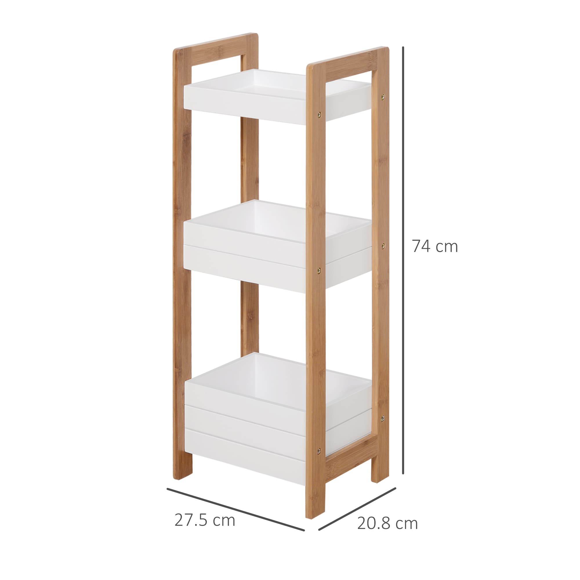 Slim Bamboo Bathroom Rack with Three White Storage Tiers - image 6
