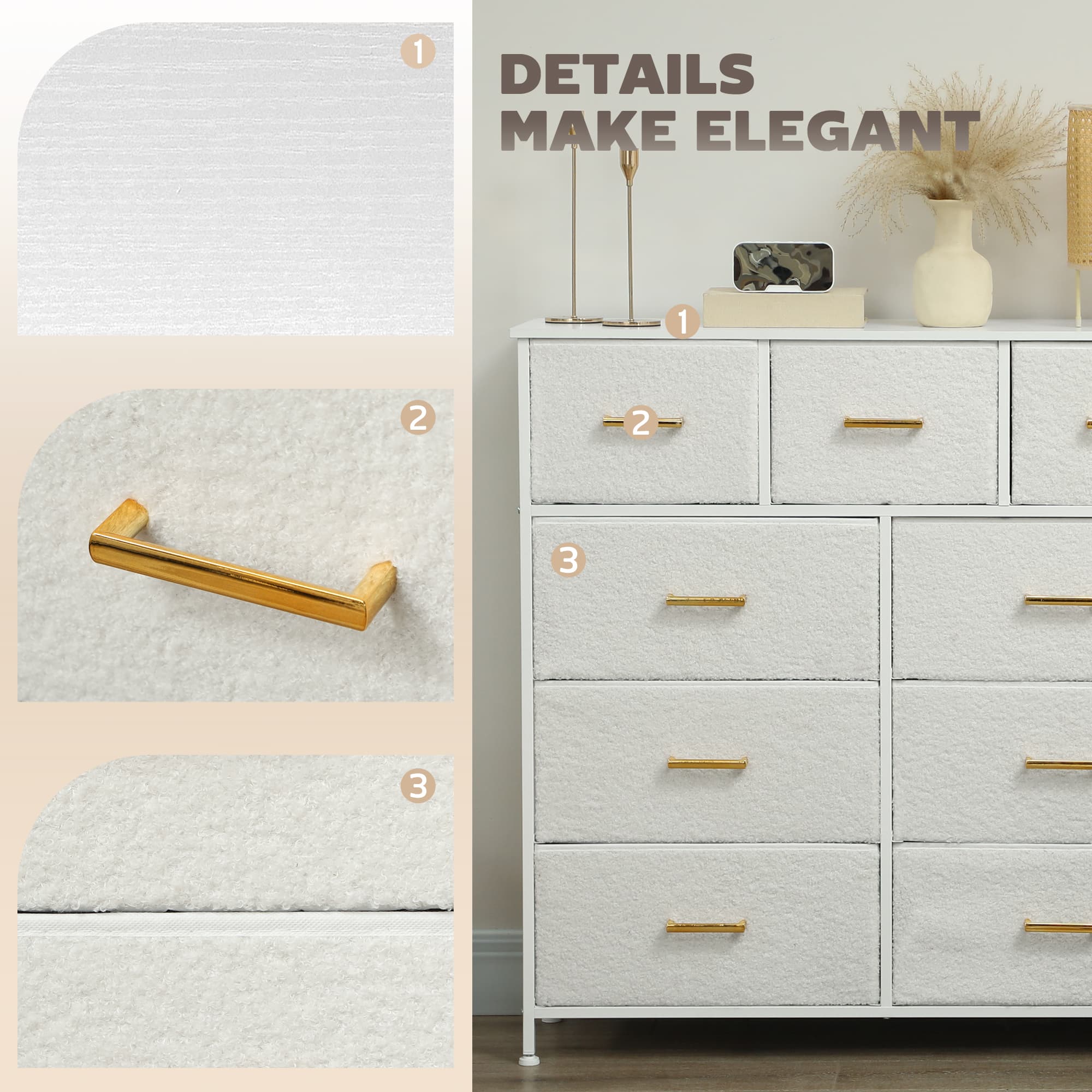 Transform Your Space with this Cream Boucle 9-Drawer Chest - image 1