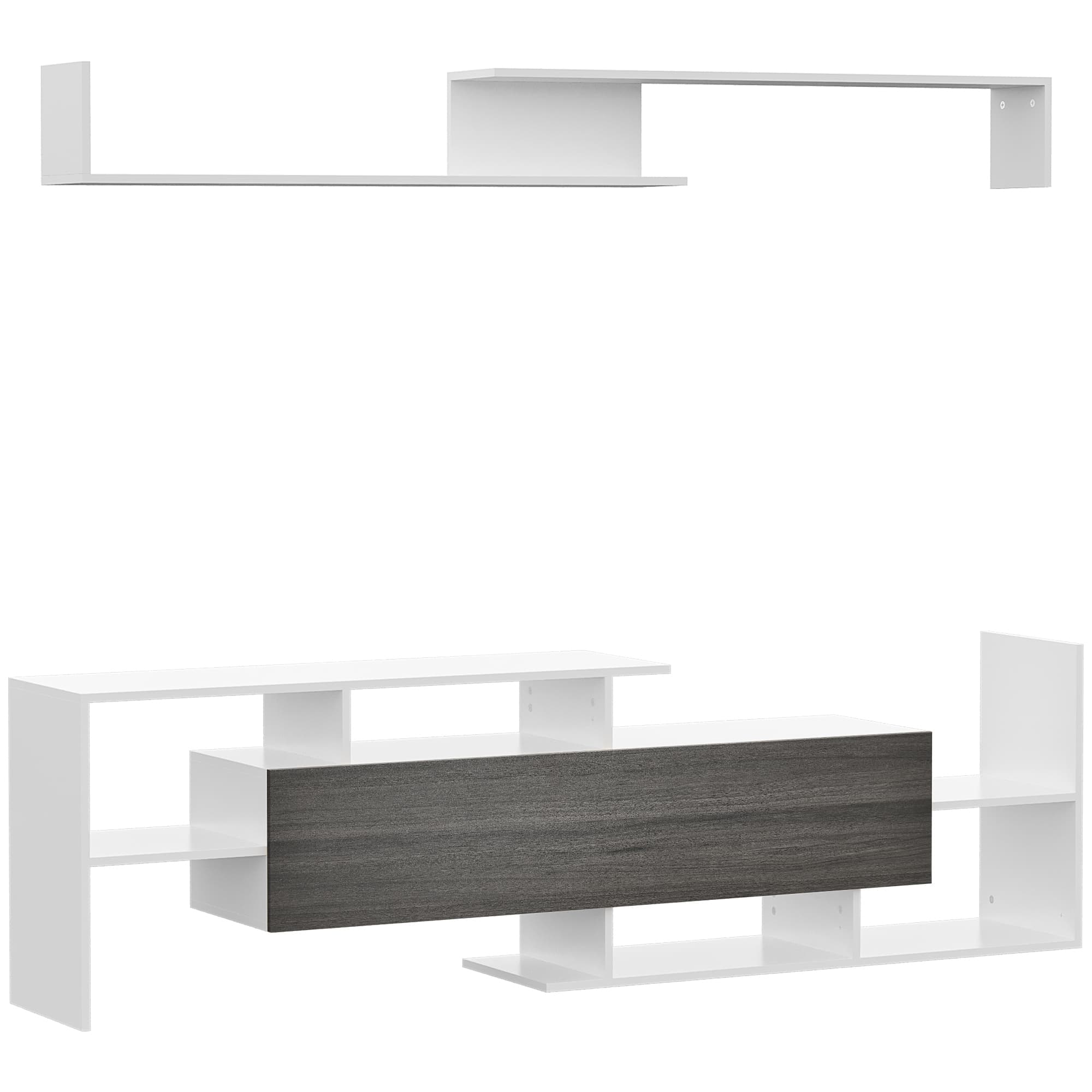 Transform Your Space with this Modern TV Unit & Shelf Set - White