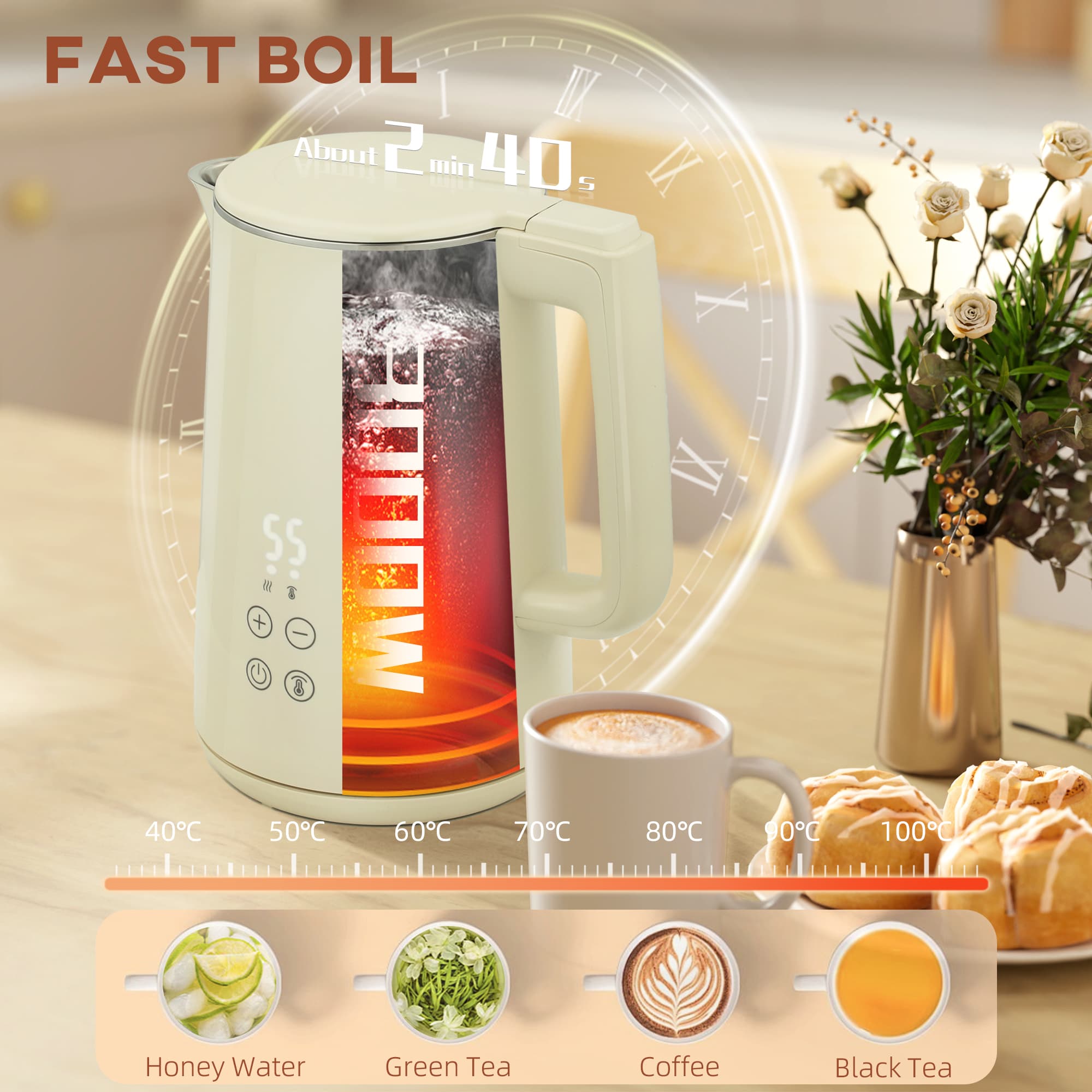 Premium Beige Digital Kettle and 2-Slice Toaster Set - image 2