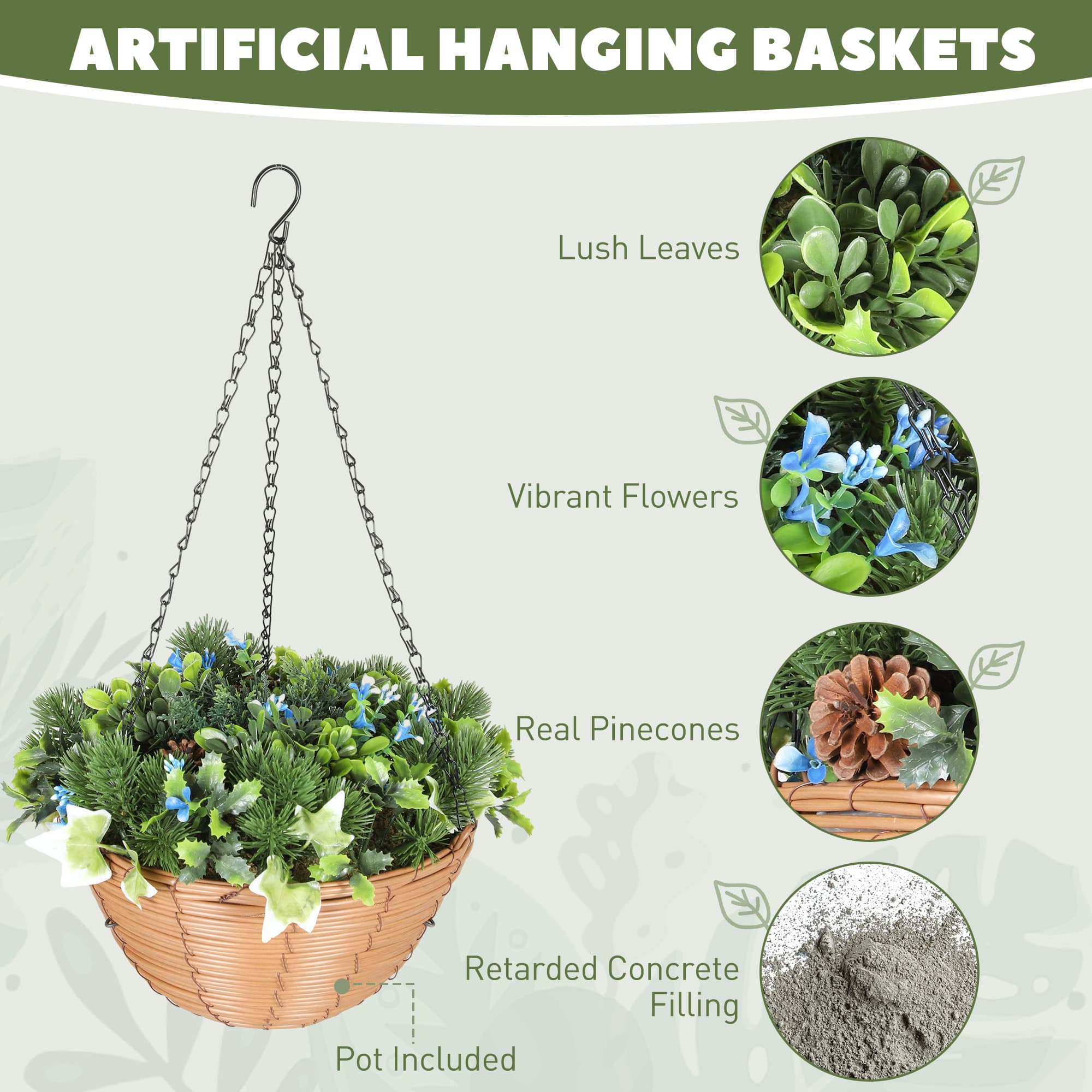 Pack of 2 Artificial Hanging Plant Baskets - image 2