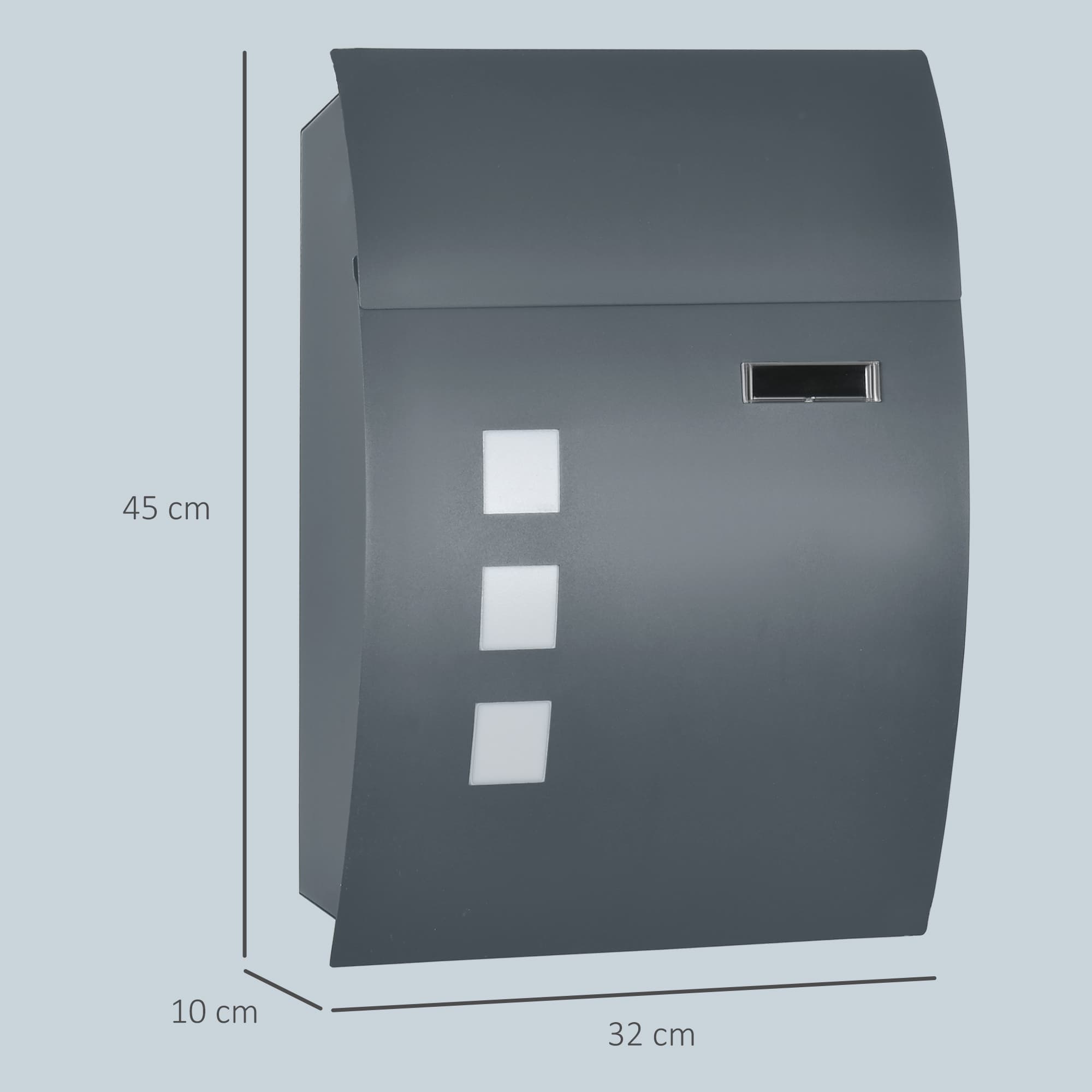 Anthracite Grey Outdoor Letter Box with Lock and Nameplate - image 6