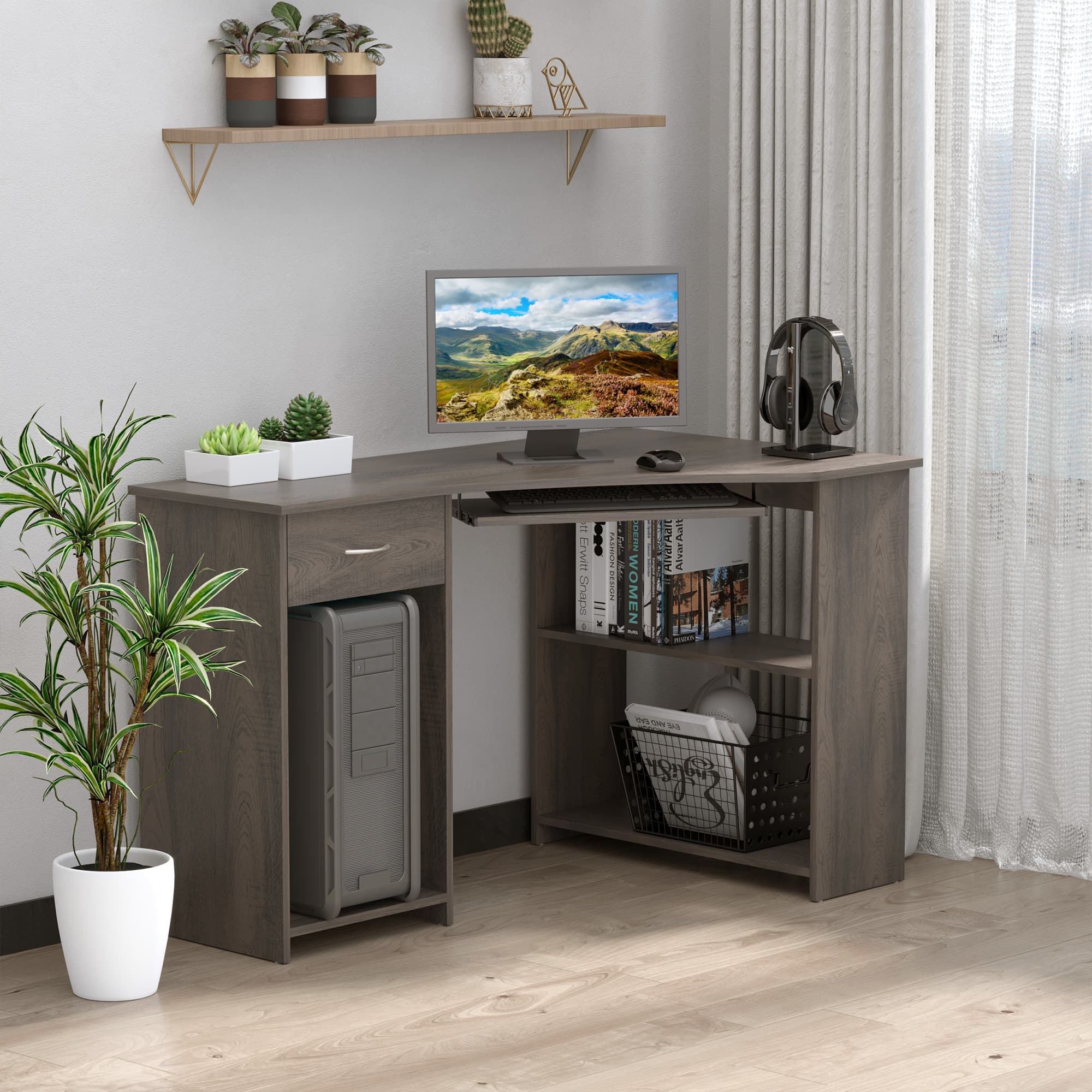 Transform Your Workspace with this Grey L-Shaped Corner Desk - image 5