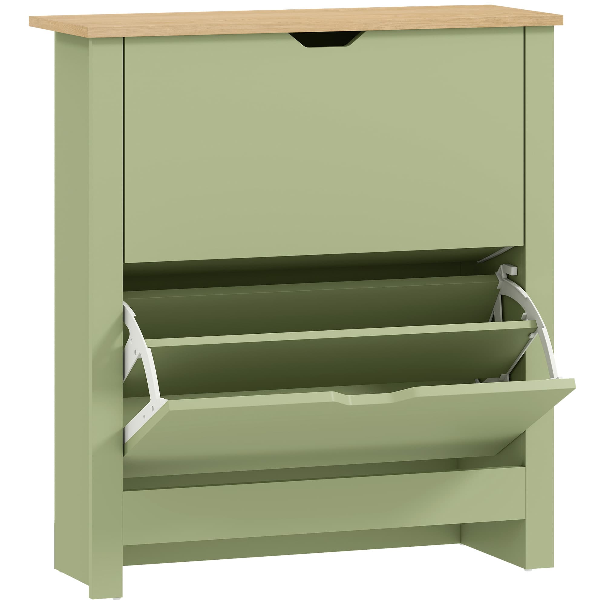 Transform Your Hallway With This Slim Green Shoe Cabinet - Green
