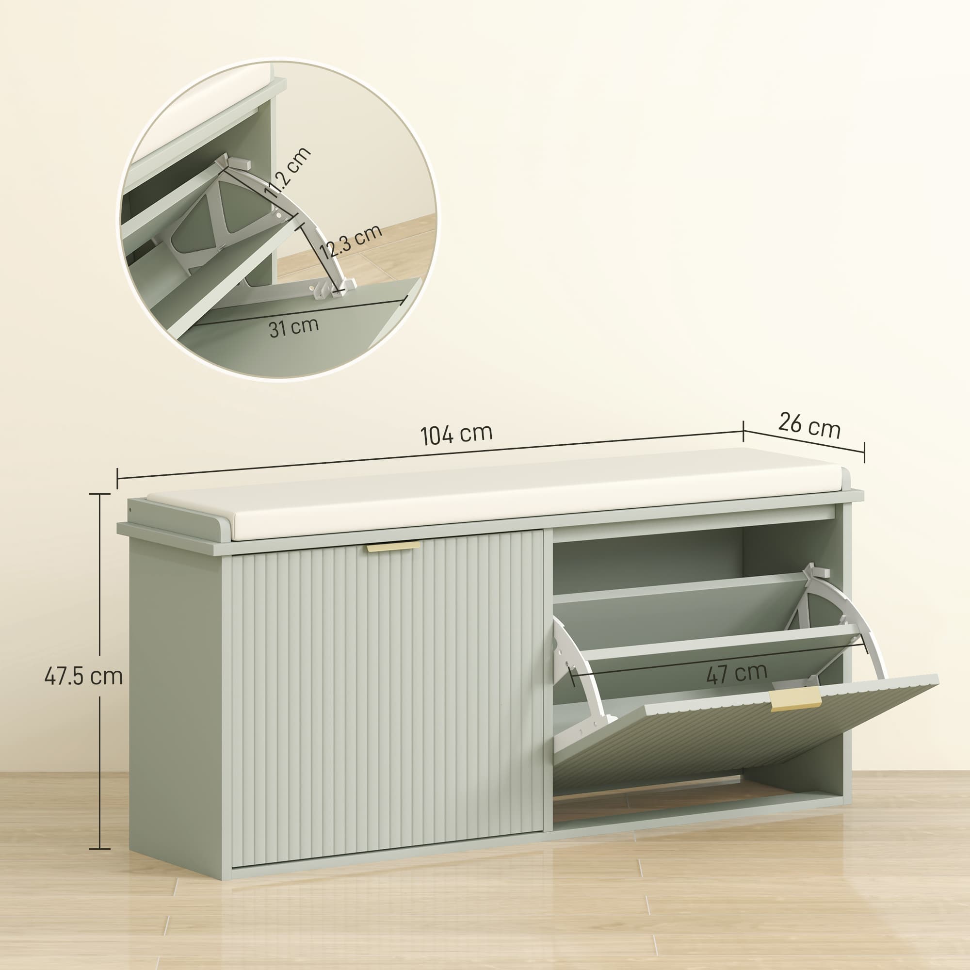 Green Cushioned Shoe Bench for Effortless Hallway Storage - image 2