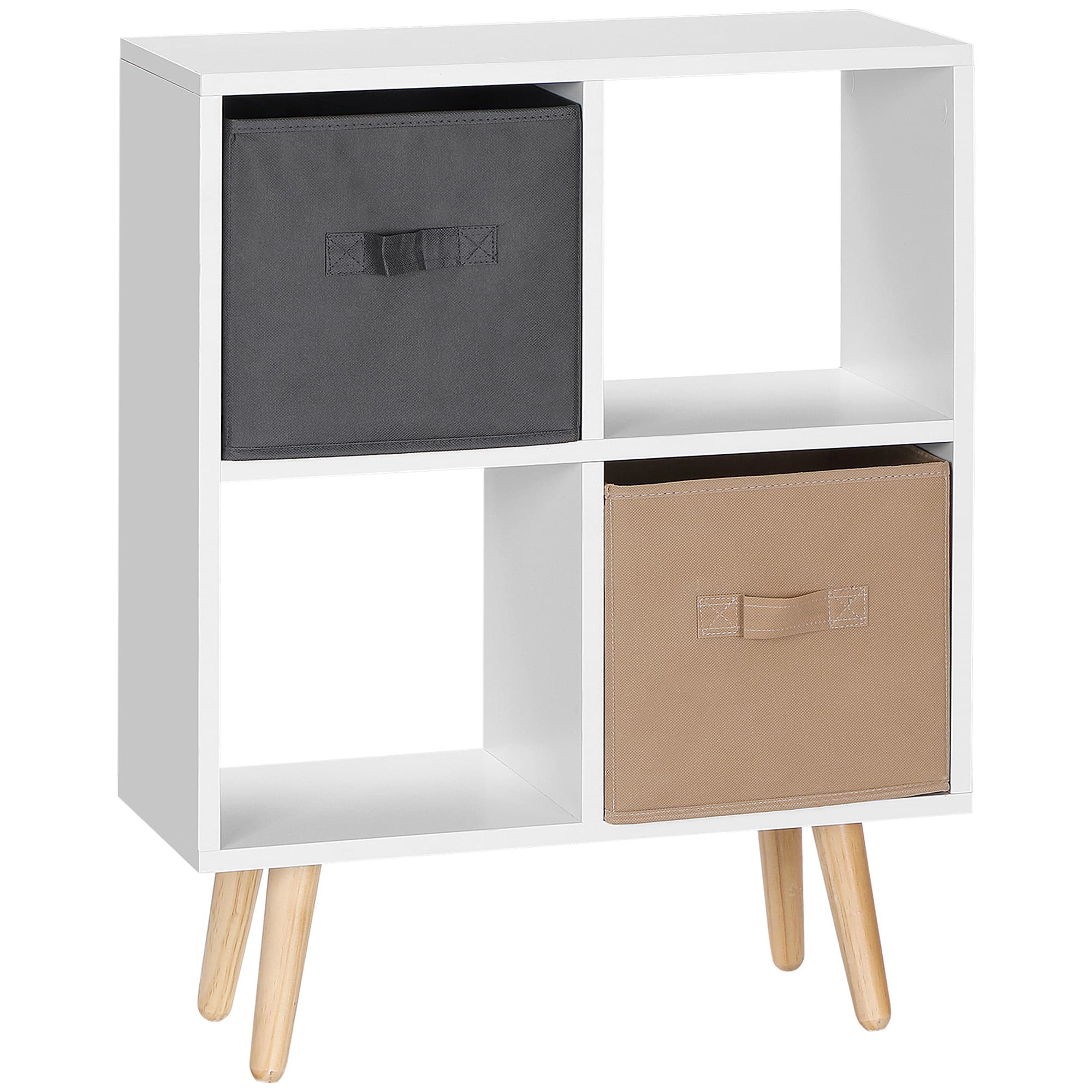 Freestanding 4-Cube Shelving Unit with Fabric Storage Boxes - image 7
