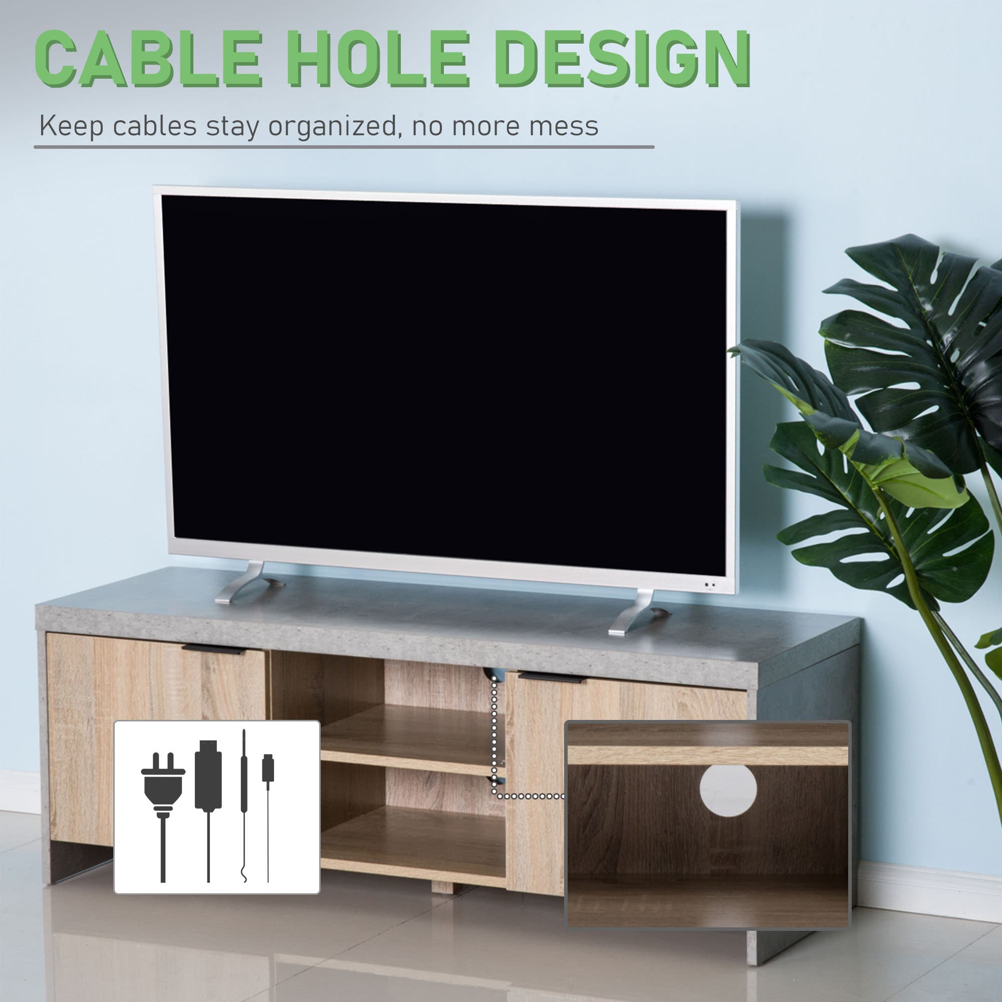 Modern Grey TV Unit with Storage for 55-Inch Screens - image 1