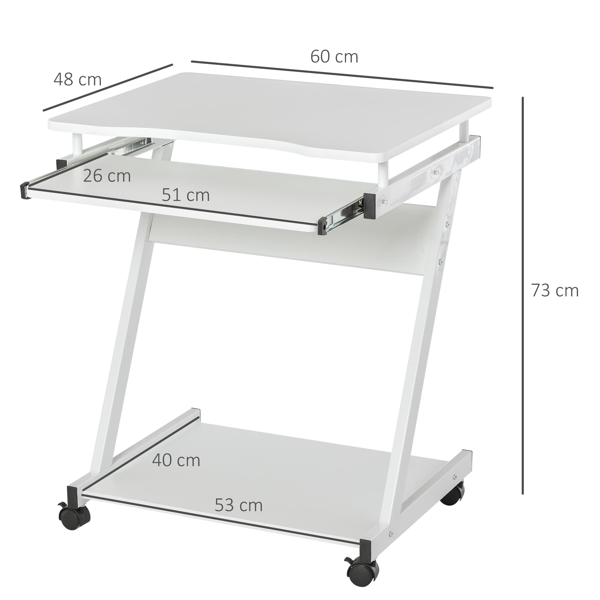 Mobile Z-Frame Home Office Desk with Slide-Out Keyboard Tray - image 9