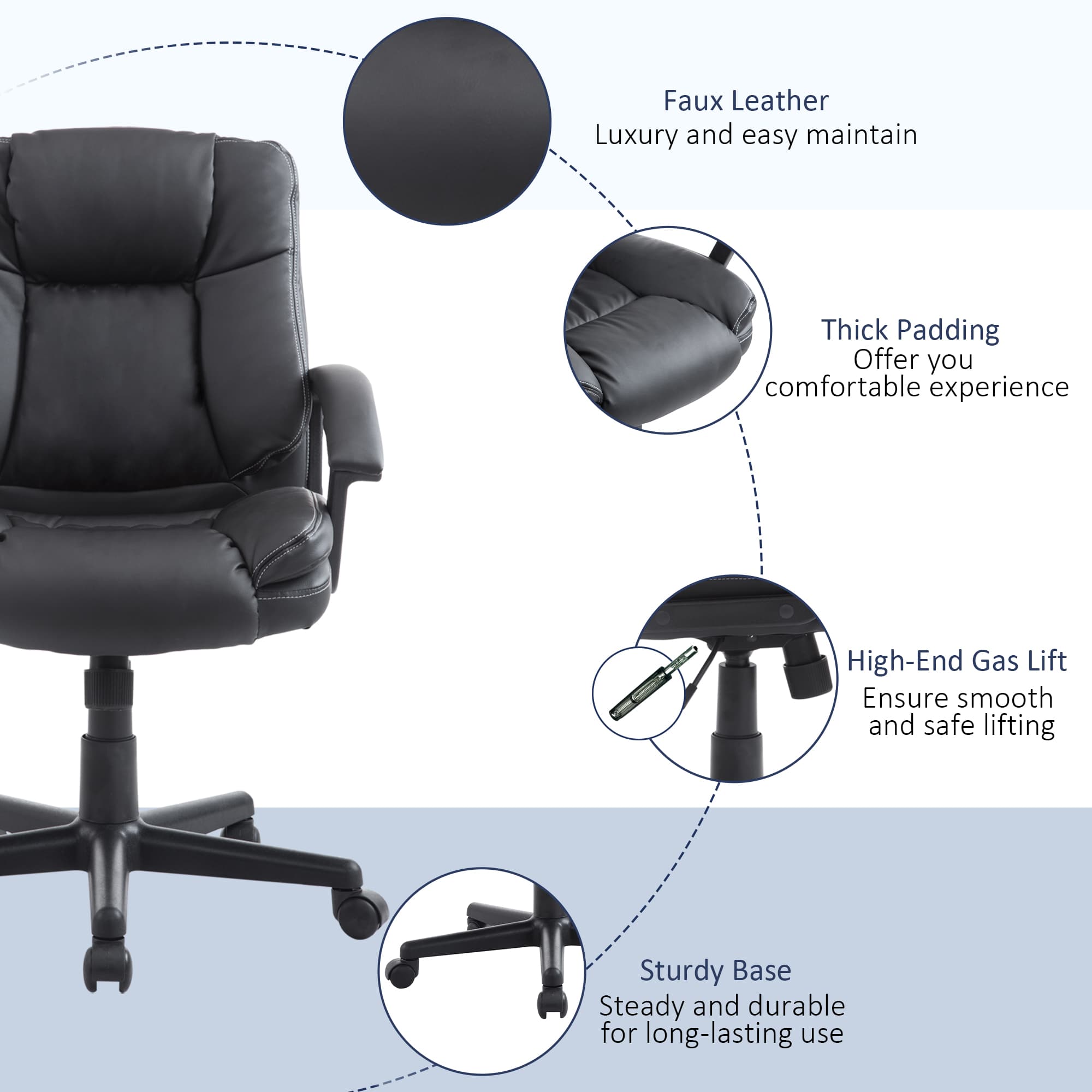 Transform Your Workspace with this Black PU Leather Desk Chair - image 4