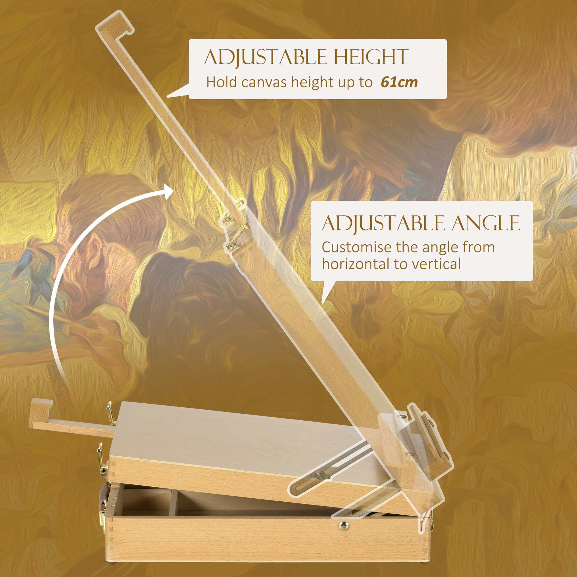 Adjustable Wooden Table Easel Box for Artists - image 4