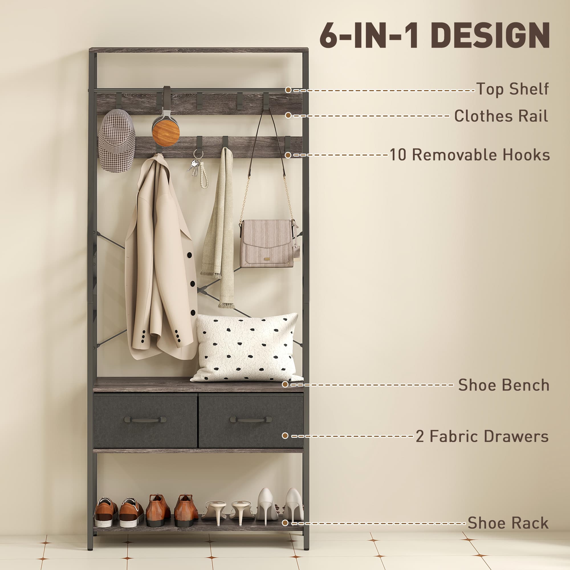 Transform Your Entryway with this 6-in-1 Industrial Hall Tree - image 3