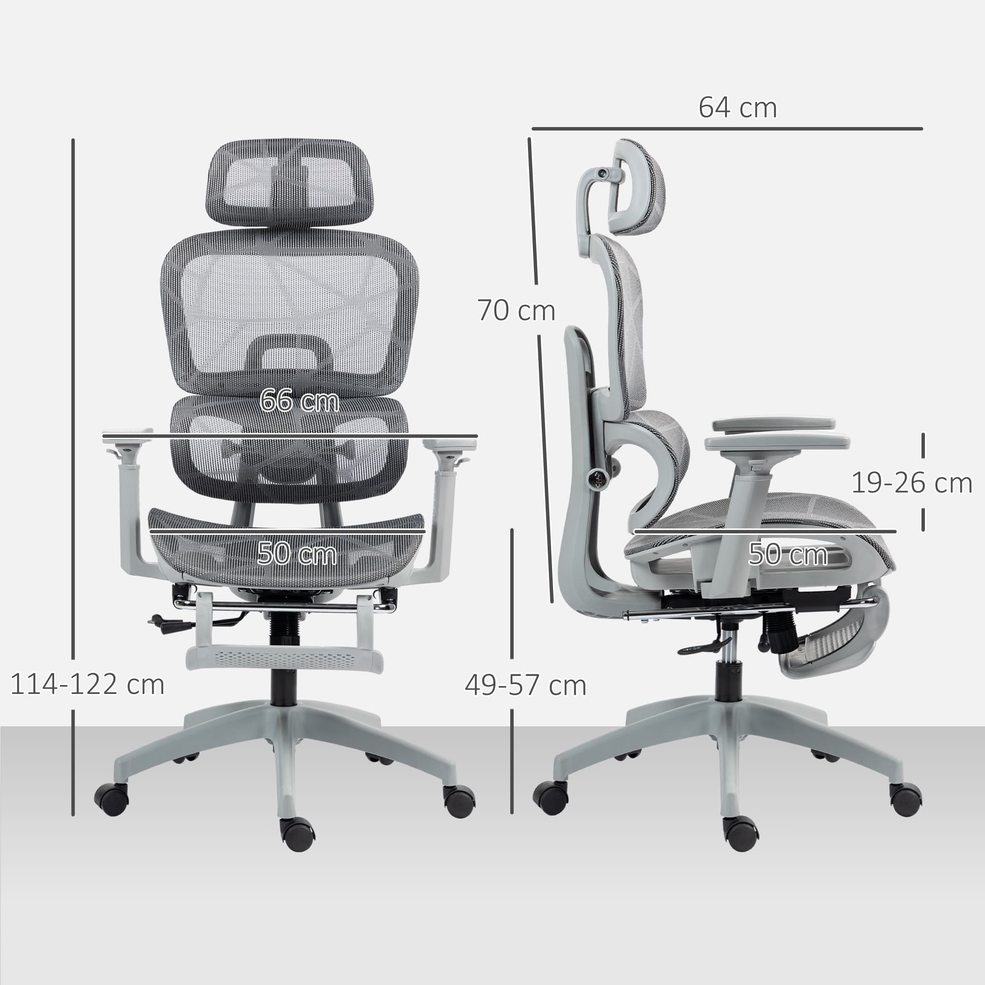 Effortless Comfort: Multi-Adjustable Grey Mesh Office Chair - image 4