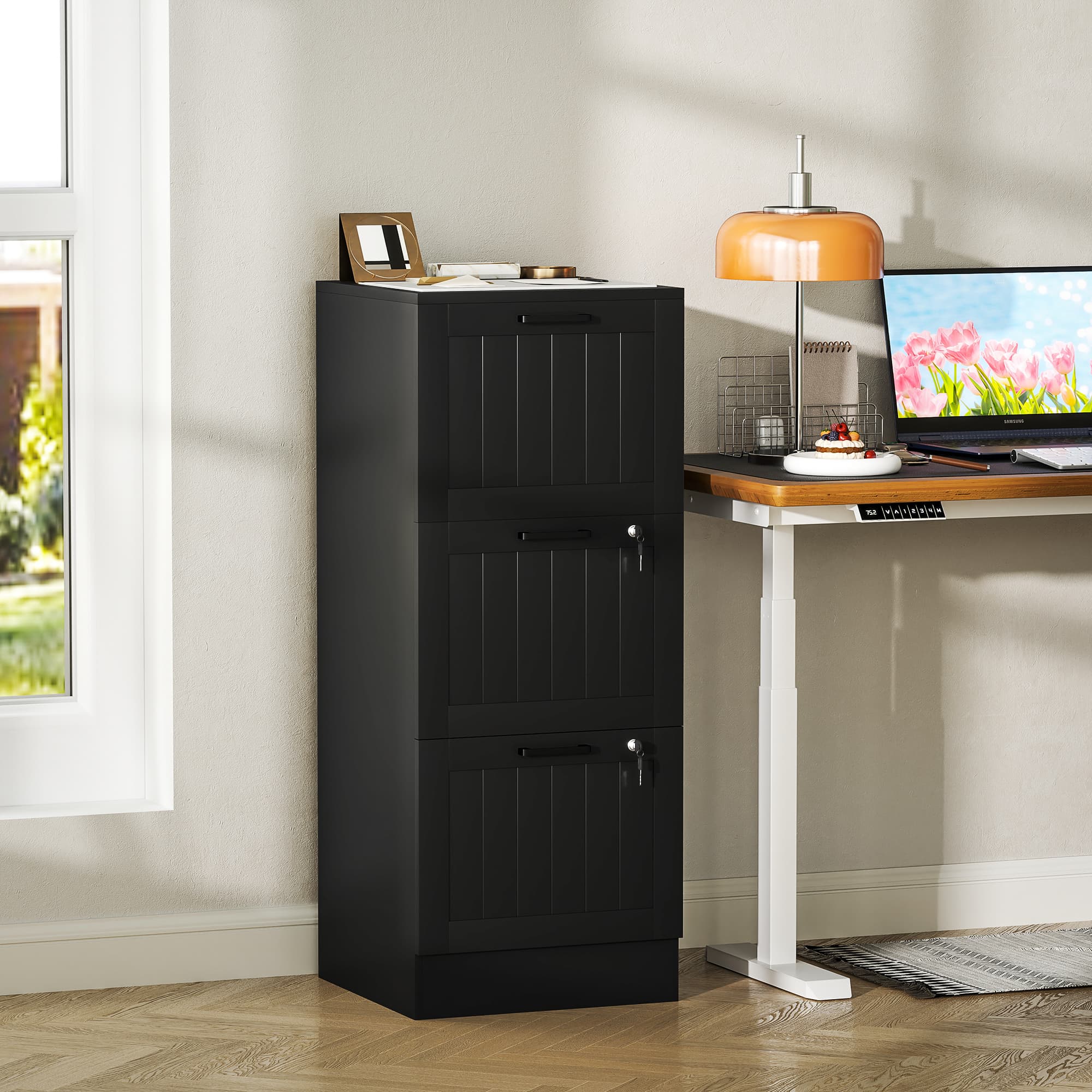 Secure 3-Drawer Black Filing Cabinet for Your Home Office - image 3