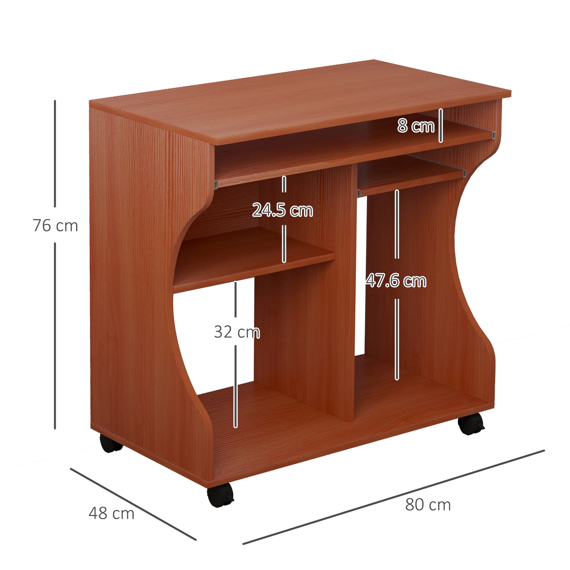 Effortless Mobile Workspace: Compact Cherry Wood Desk - image 5