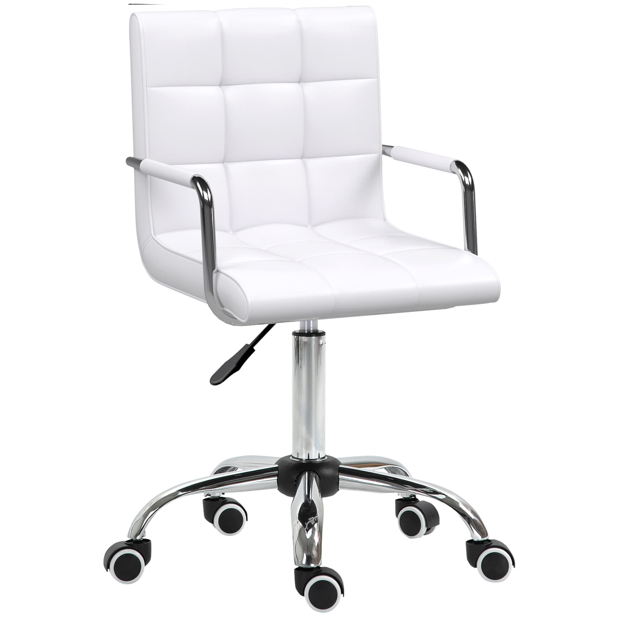 Transform Your Workspace with this White Leather Vanity Chair - White