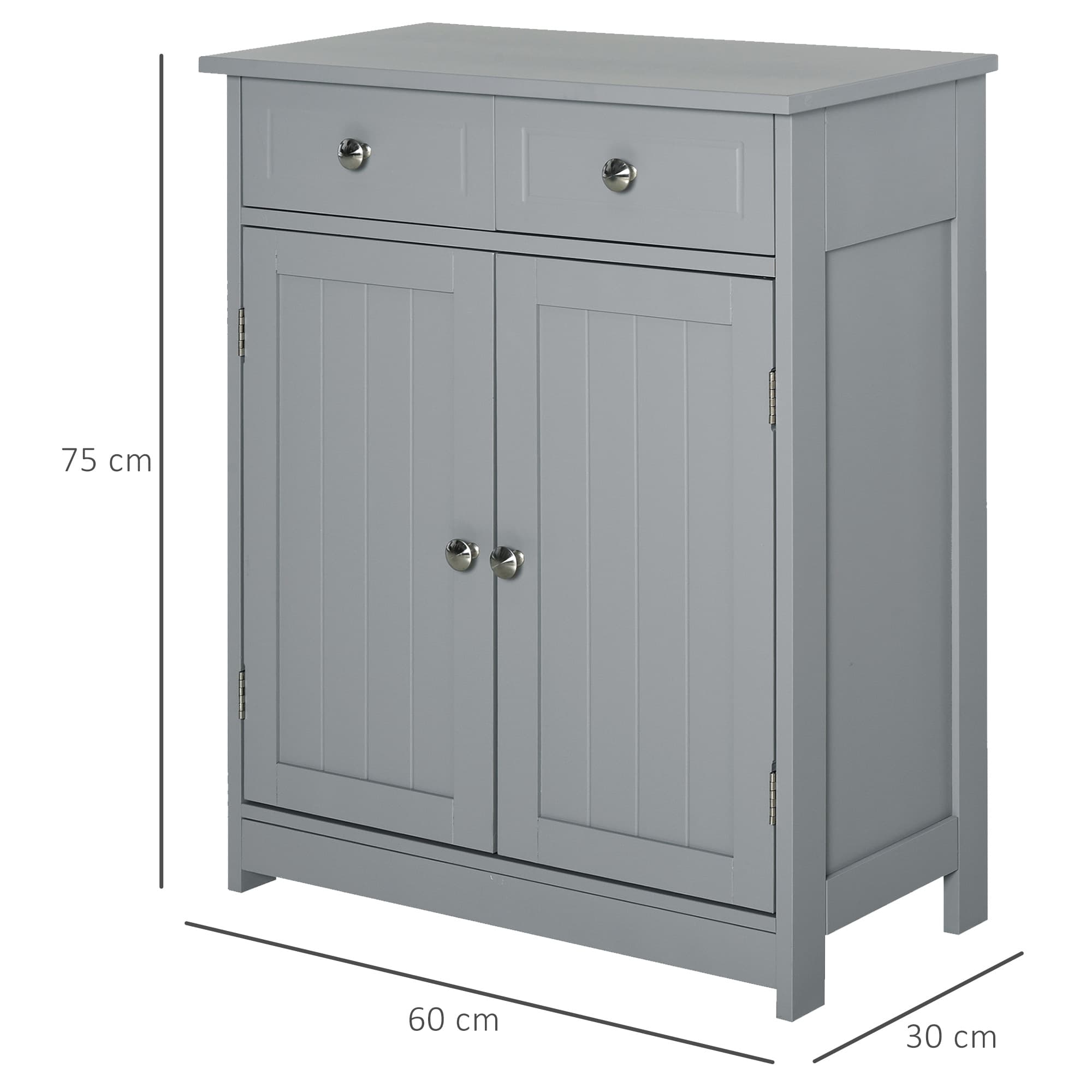 Traditional Grey Freestanding Bathroom Storage Cabinet - image 3