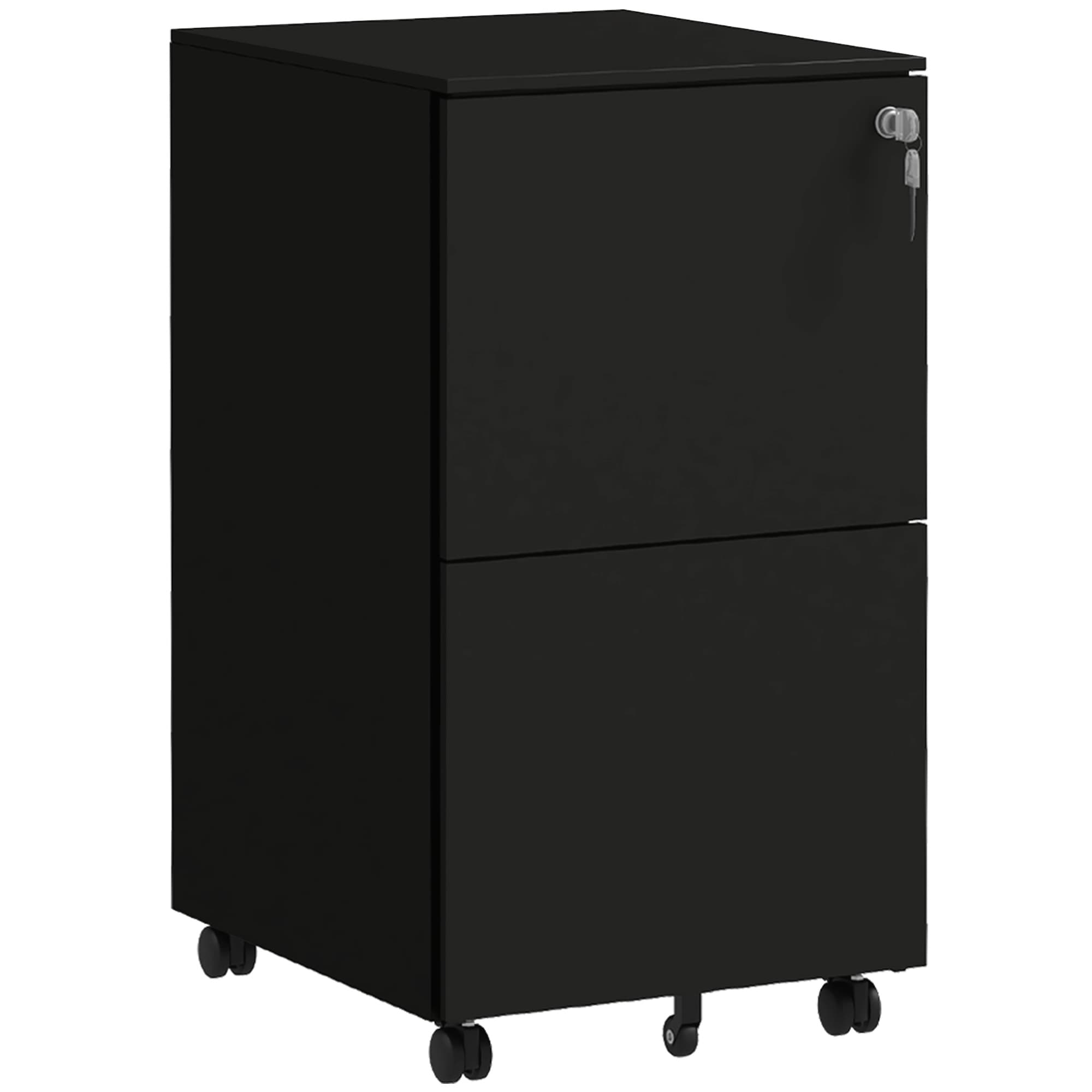 Effortless Organisation: Secure 2-Drawer Steel Filing Cabinet - Black