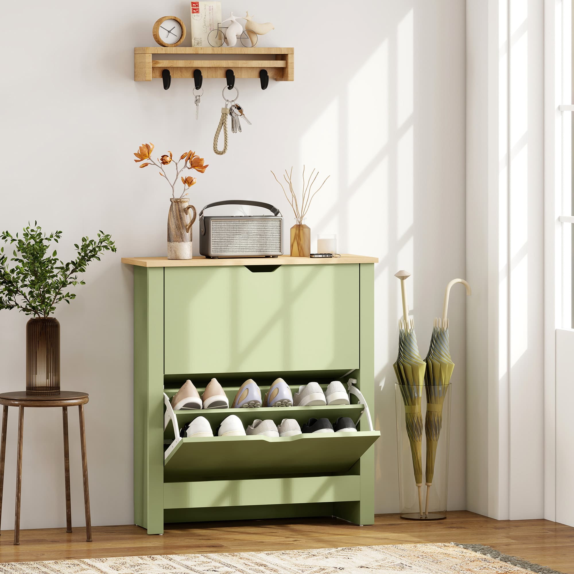 Transform Your Hallway With This Slim Green Shoe Cabinet - image 5