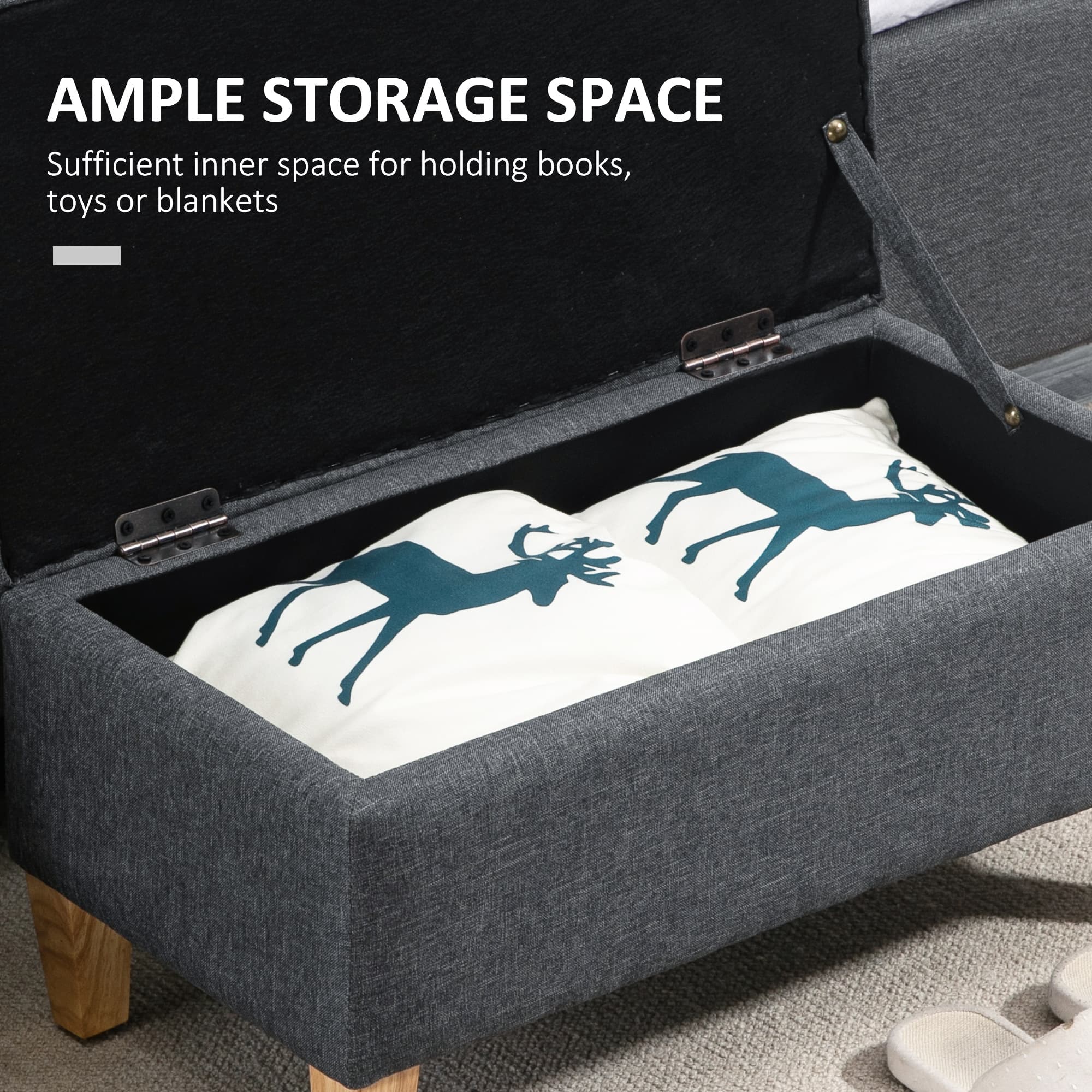 Transform Your Space with this Dark Grey Storage Ottoman Bench - image 5