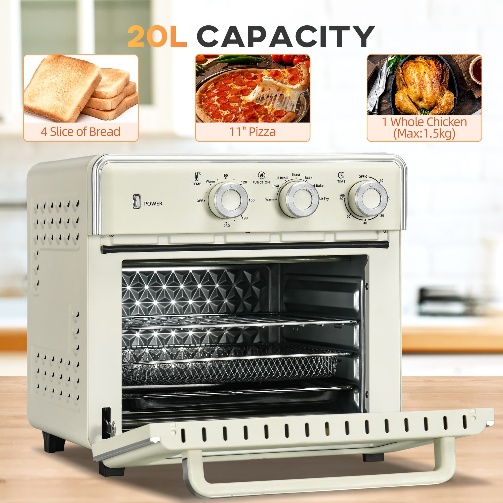Effortless Everyday Cooking: 20L Cream 7-in-1 Mini Oven - image 3