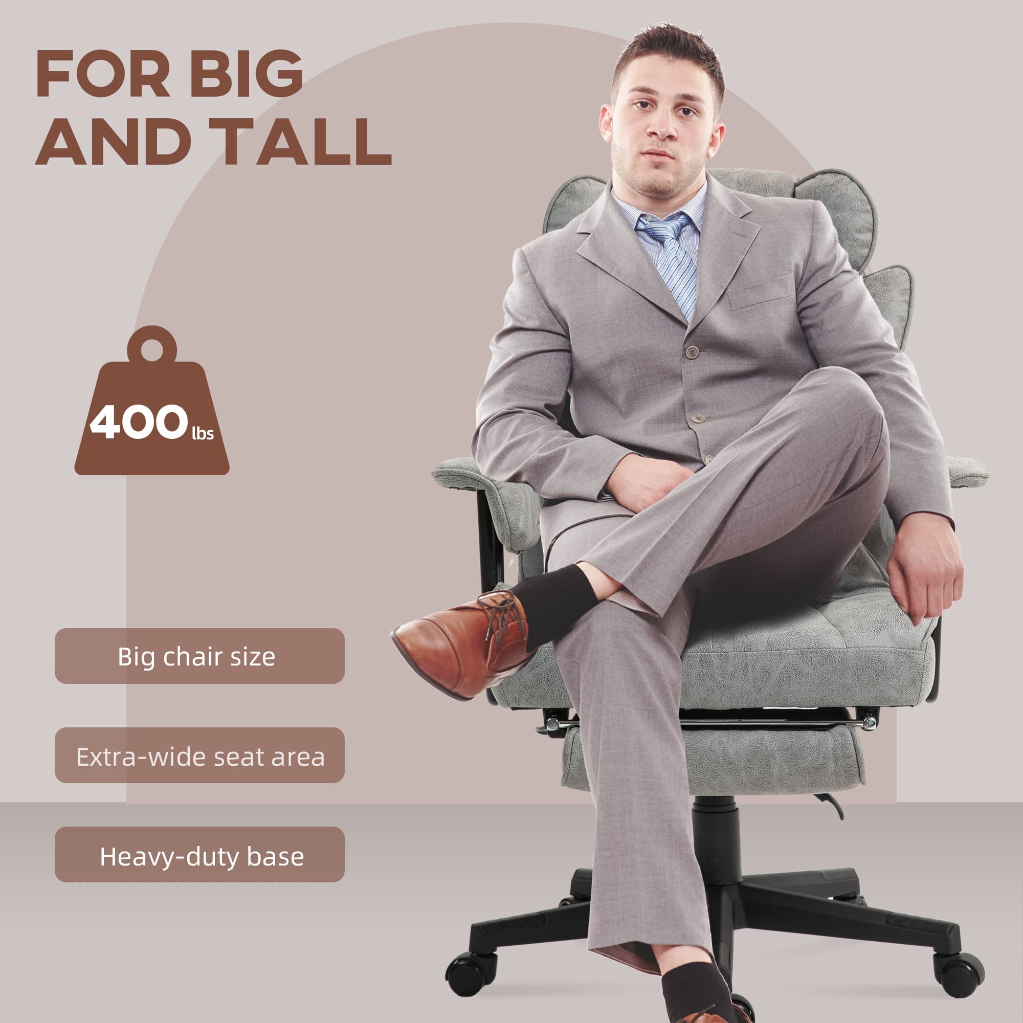 Ergonomic Grey Executive Office Chair With Retractable Footrest - image 4