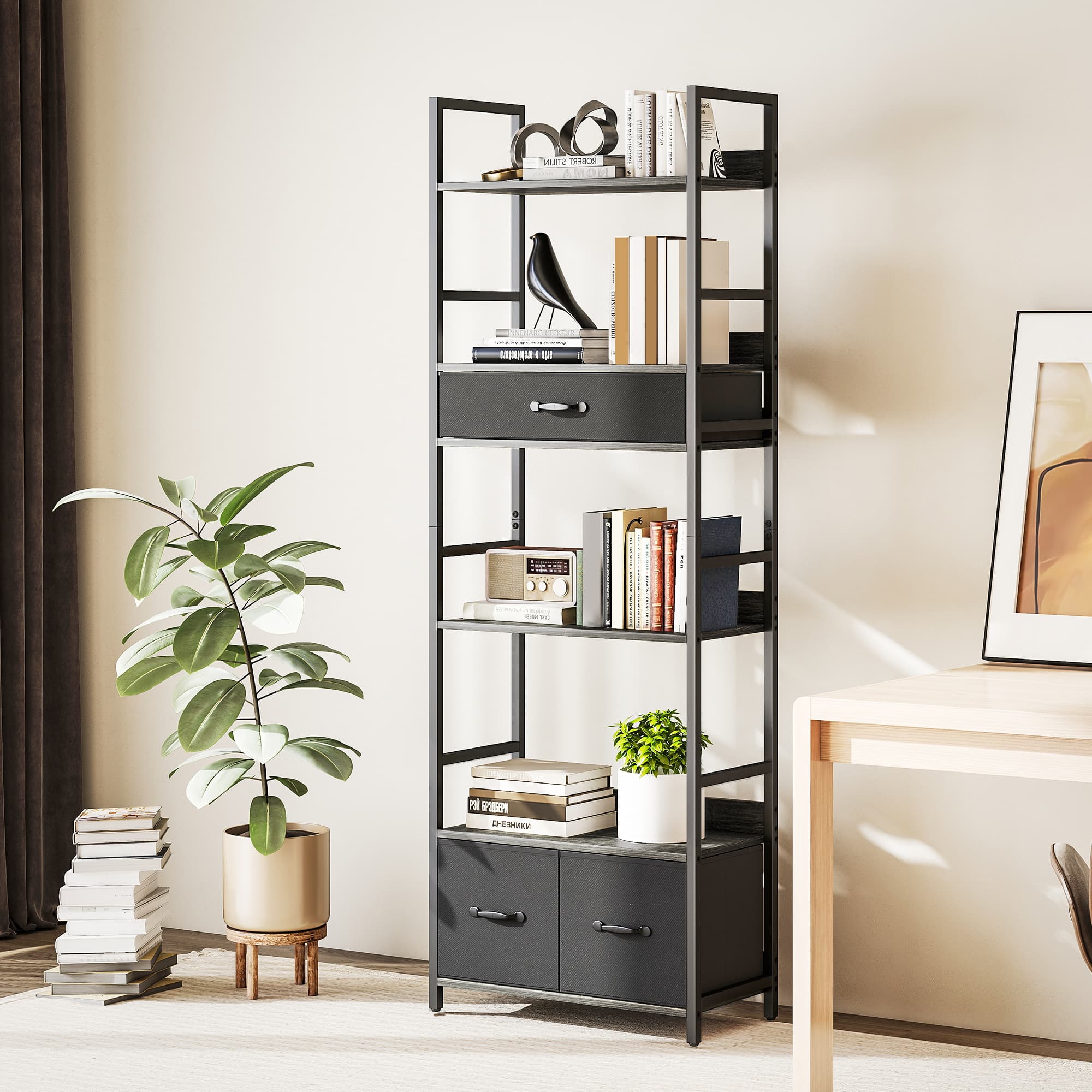 Transform Your Space with this Industrial Grey Bookcase - image 3