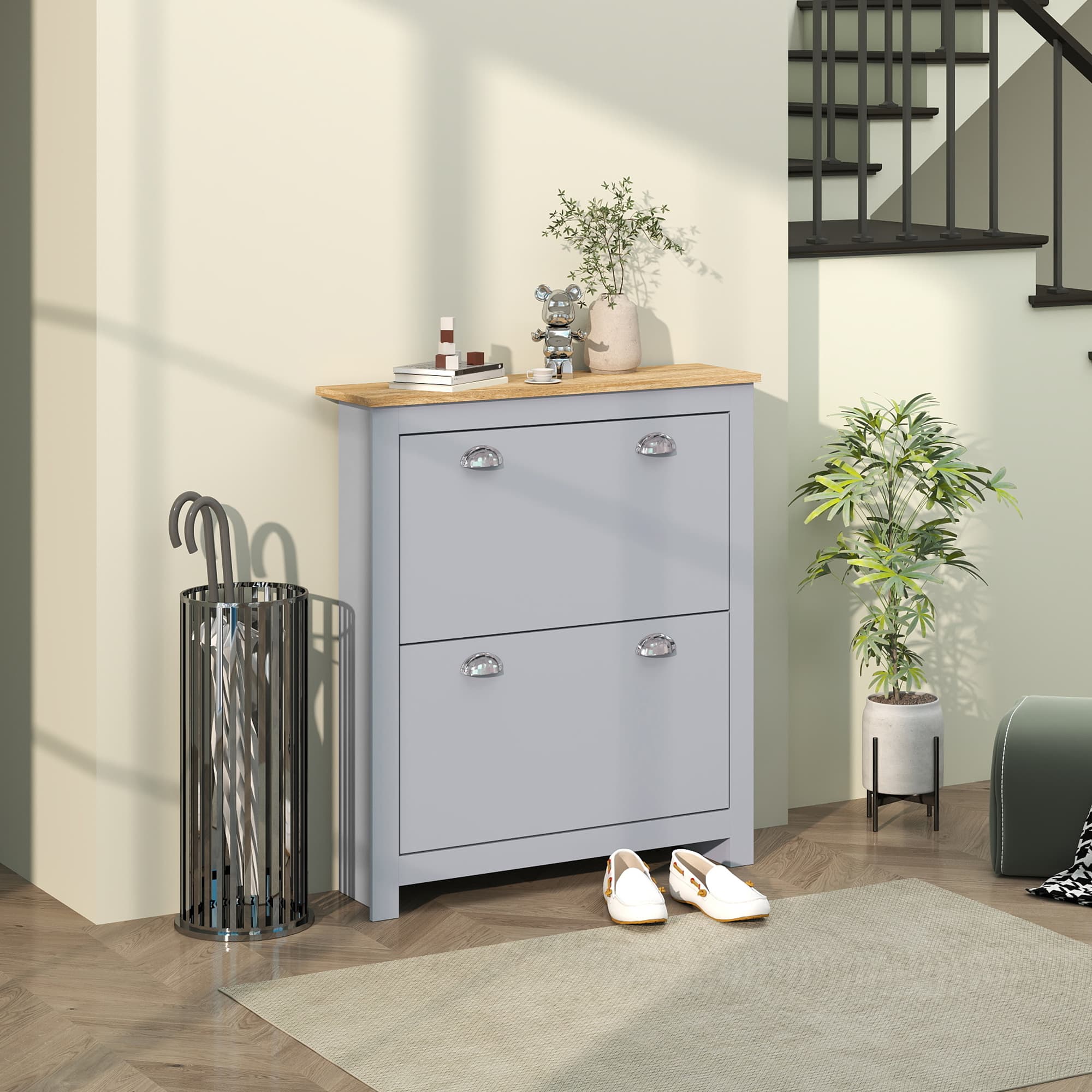 Transform Your Hallway with this Grey Slimline Shoe Cabinet - image 2