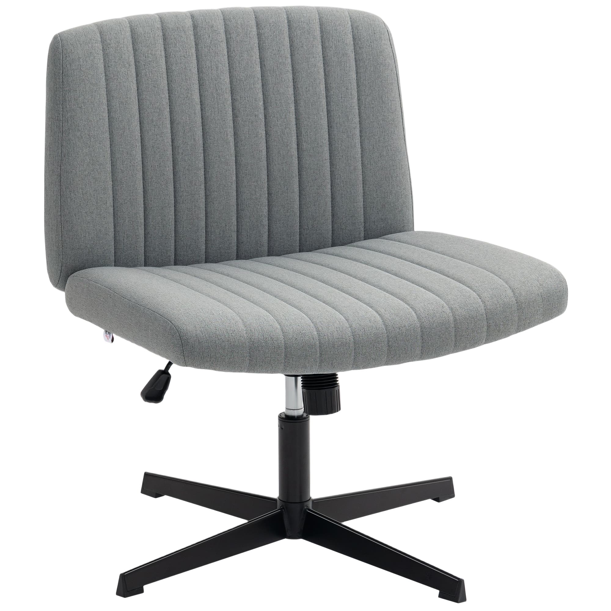 Armless Office Chair with Wide Seat and No Wheels, Grey - image 8