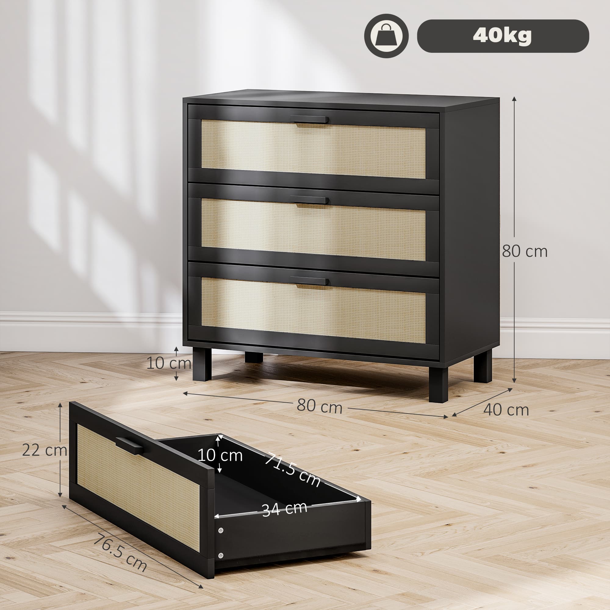 Transform Your Space with this Black Boho Rattan Chest of Drawers - image 1