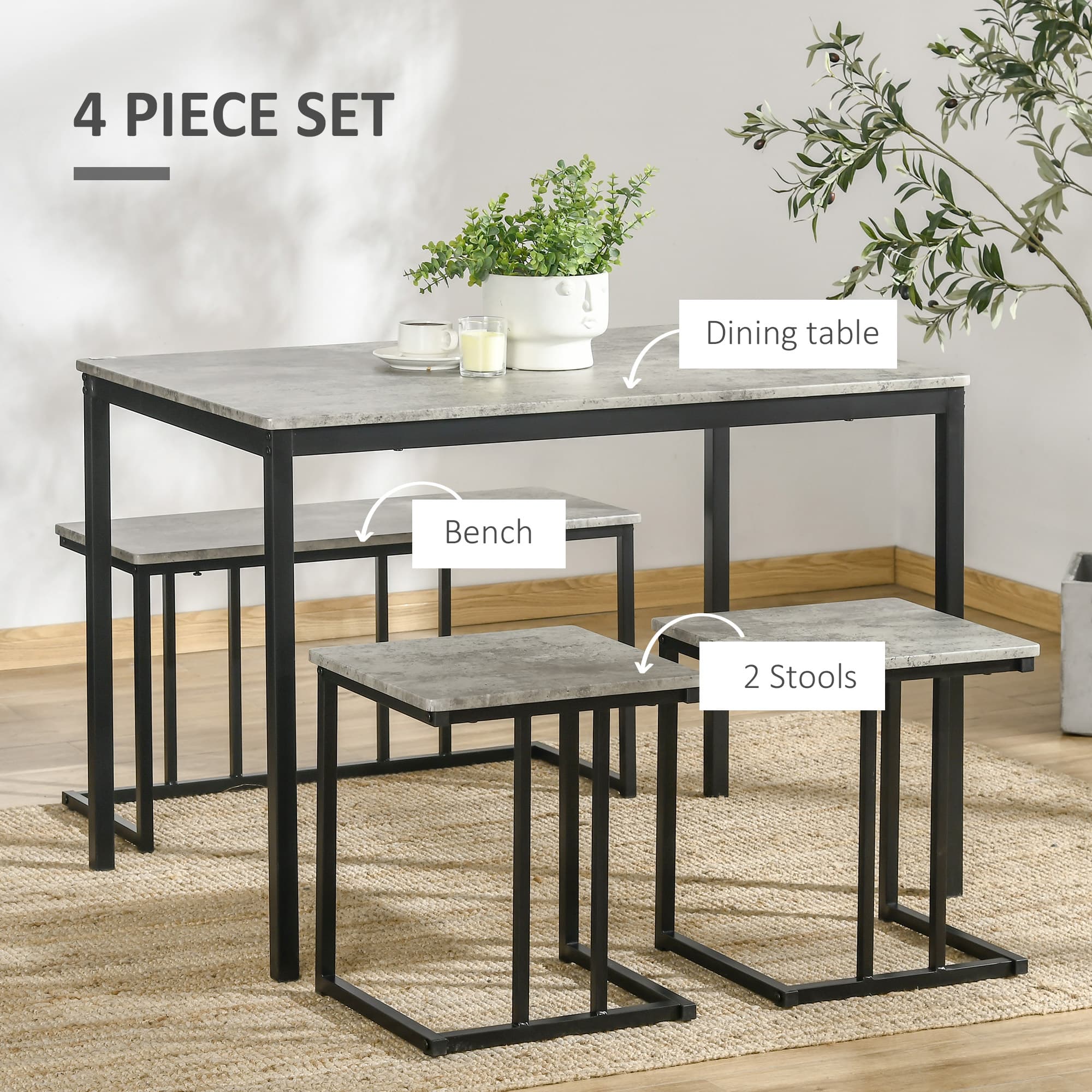 Transform Your Space with this Grey Concrete Effect Dining Set - image 2