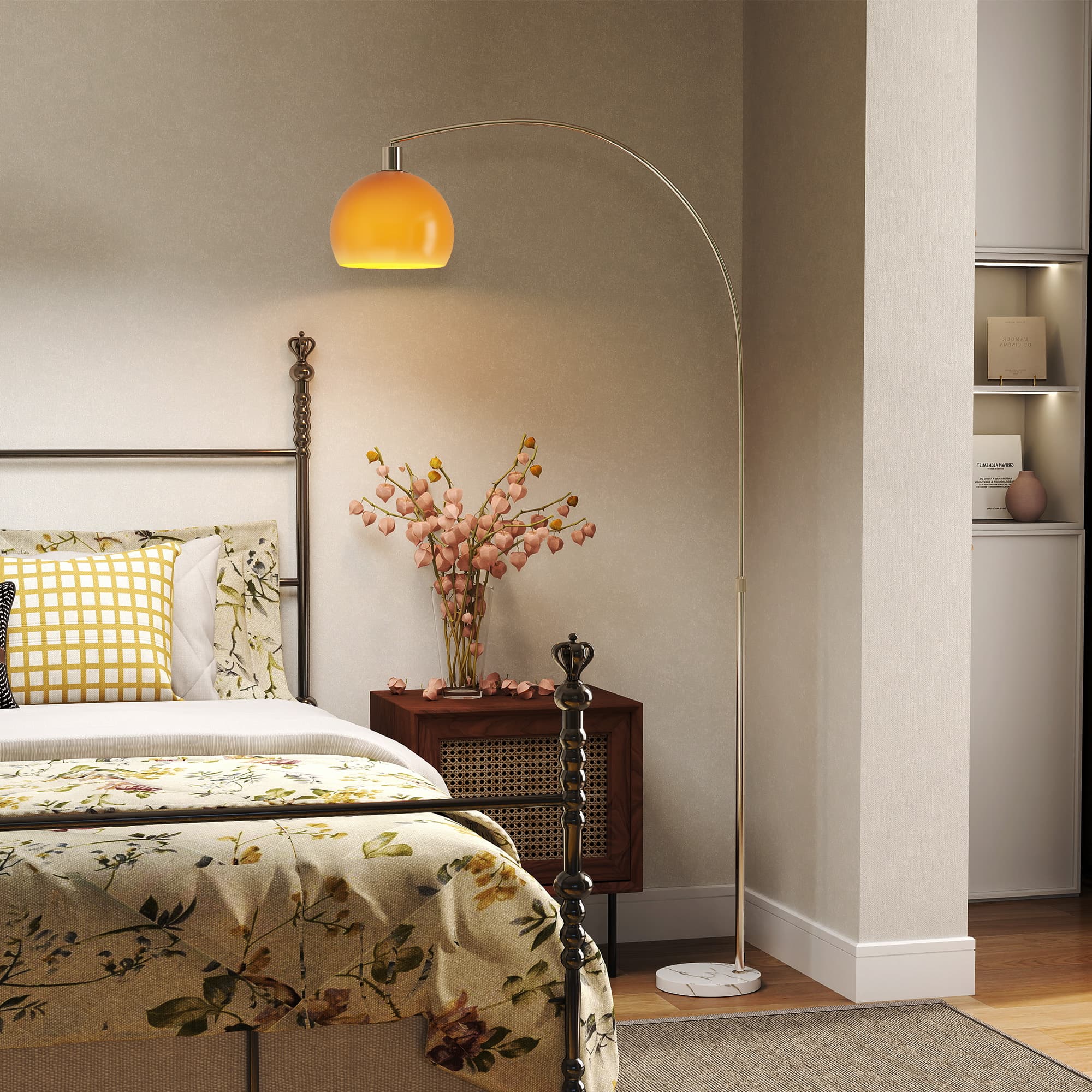 Transform Your Space With This Modern Orange Curved Floor Lamp - image 3