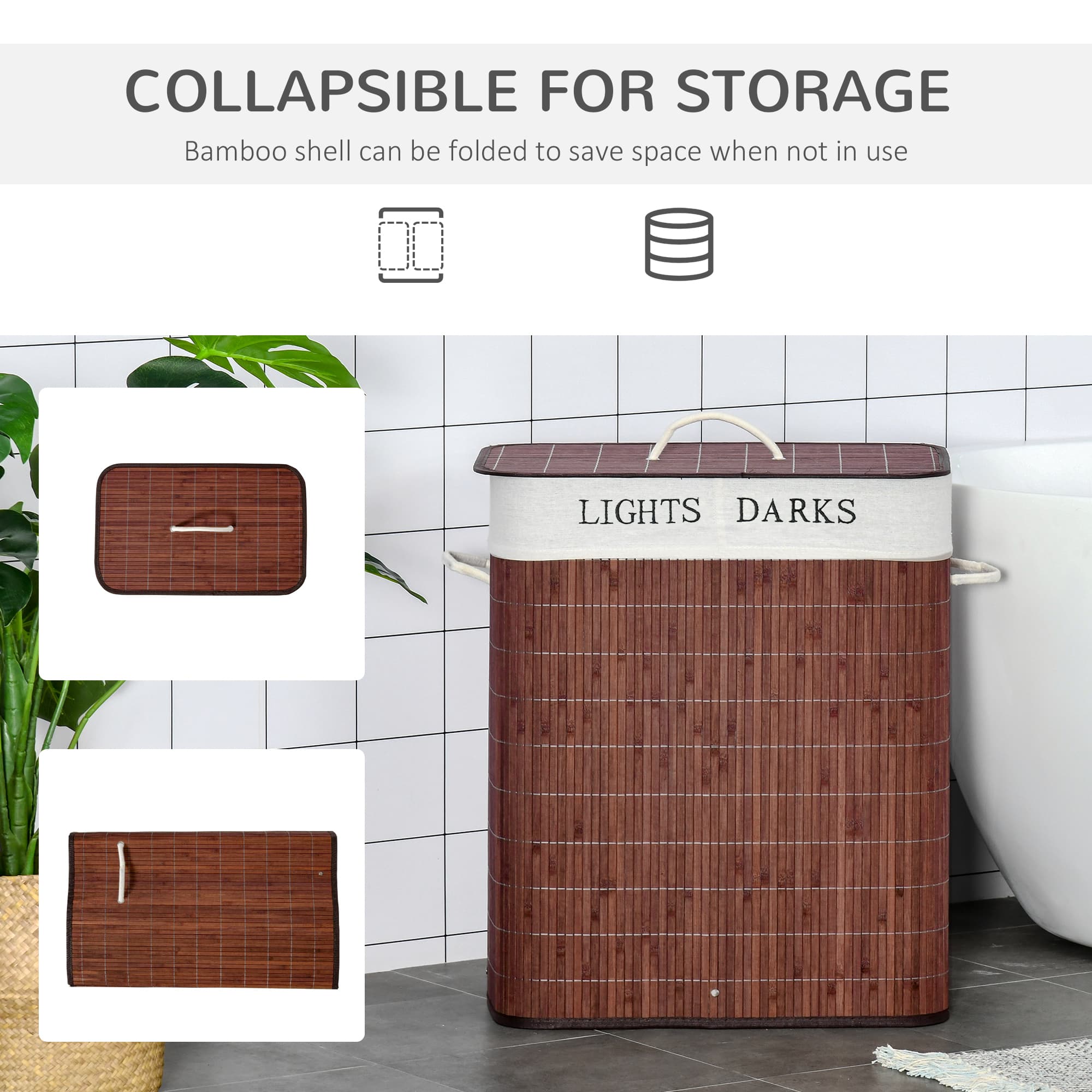 Two-Section Bamboo Laundry Hamper for Lights and Darks - image 6
