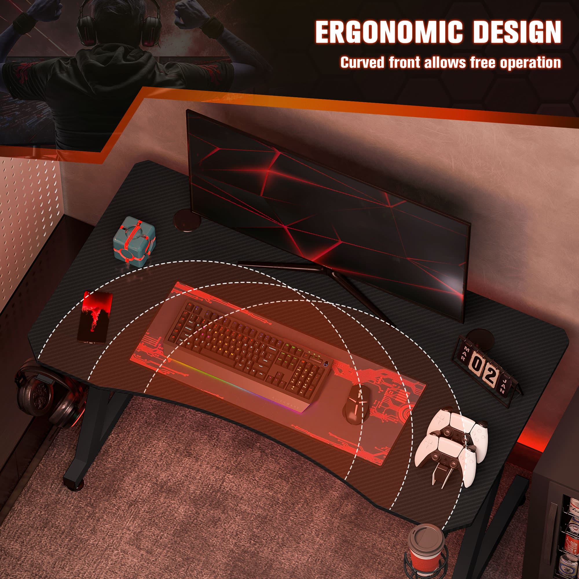 Transform Your Setup with the Reghhid 120cm Black Gaming Desk - image 1