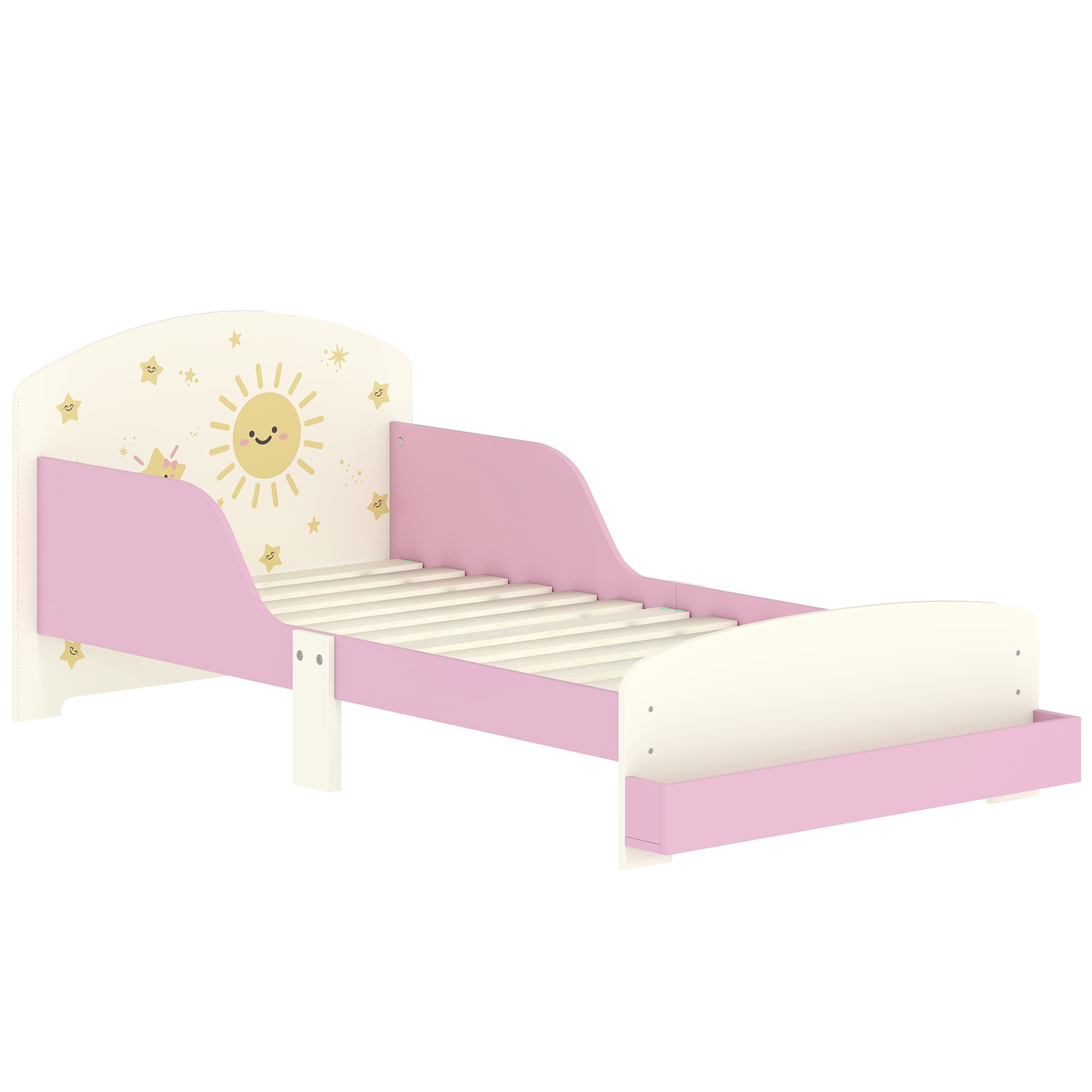 Pink Lion Toddler Bed with Storage and Safety Guardrails - Pink