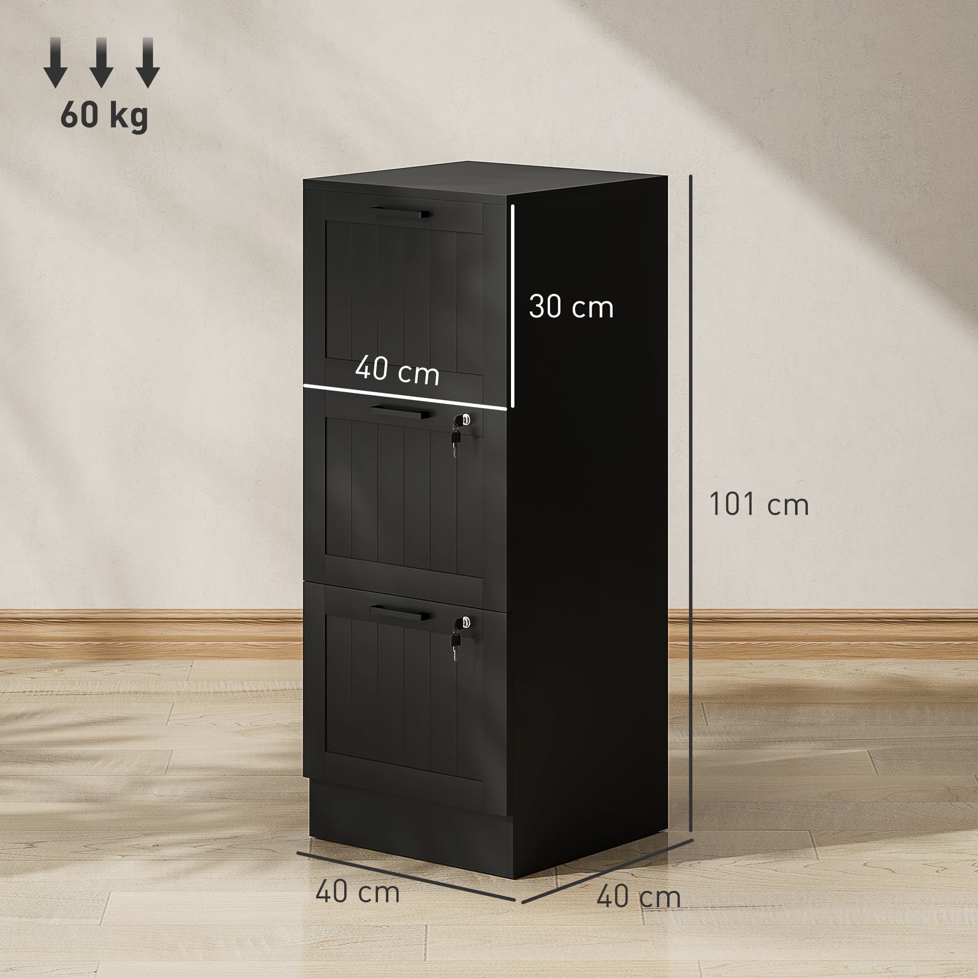 Secure 3-Drawer Black Filing Cabinet for Your Home Office - image 1