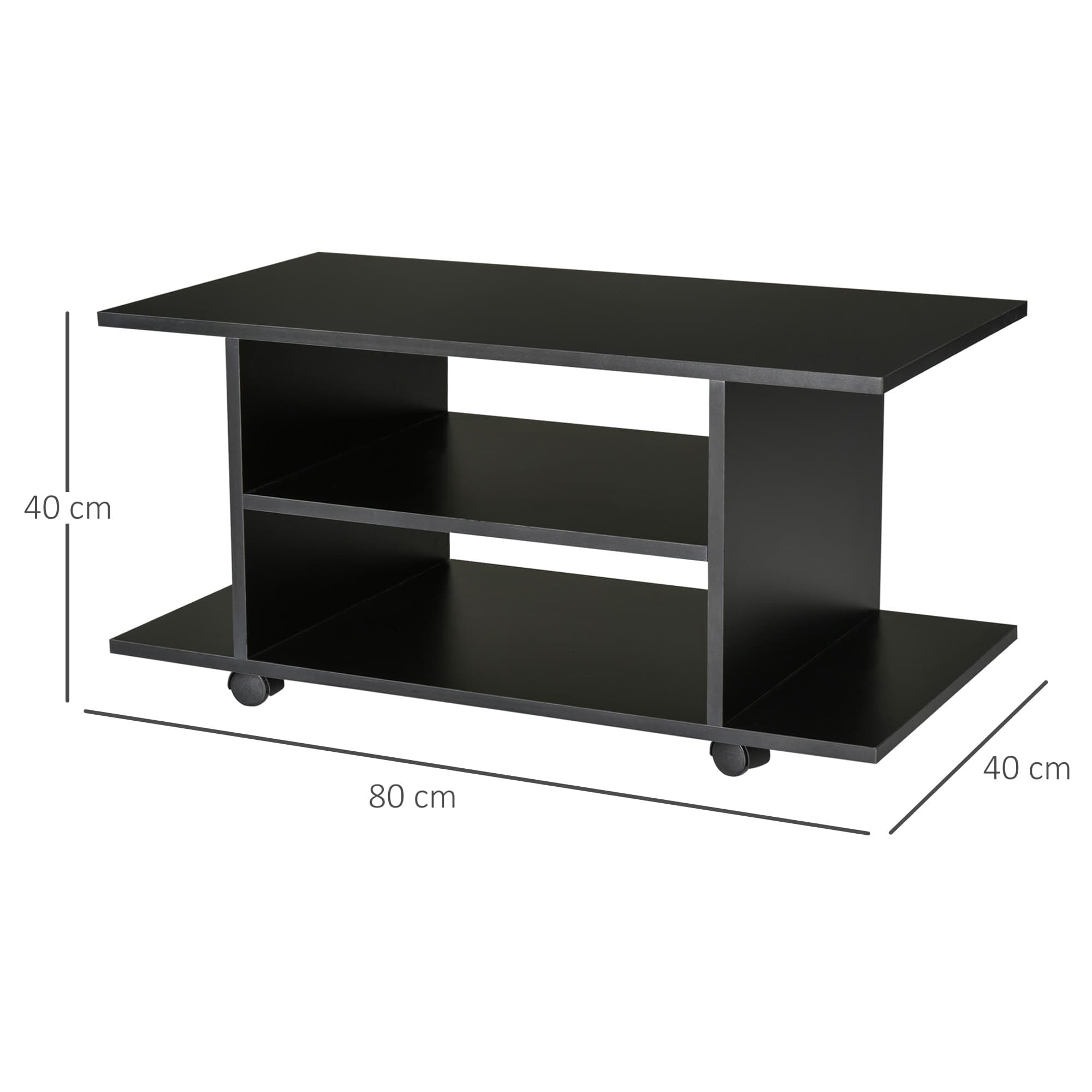Mobile TV Stand with Open Storage Shelves and Braked Wheels - image 8