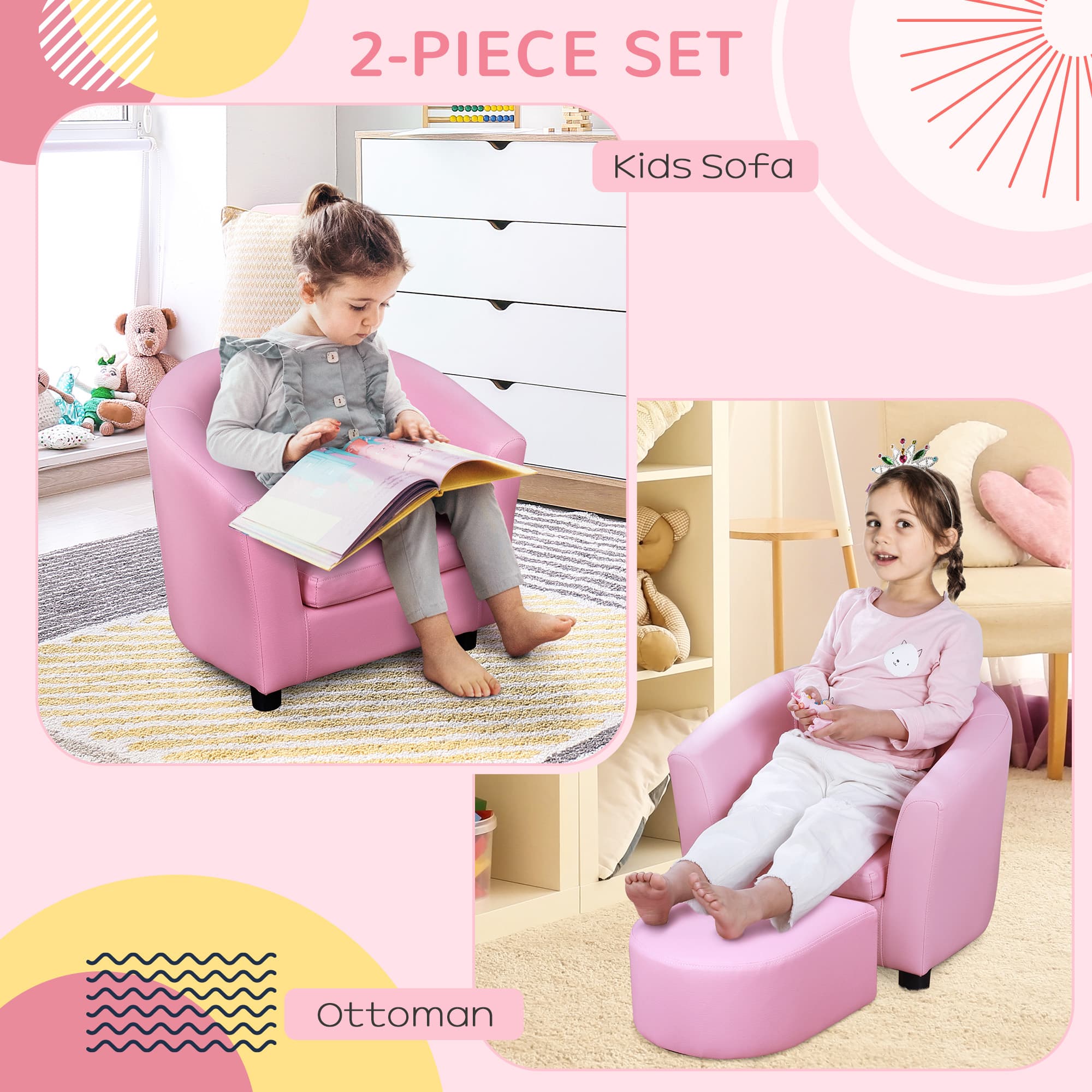 Premium Pink Toddler Armchair & Footstool for Effortless Comfort - image 5
